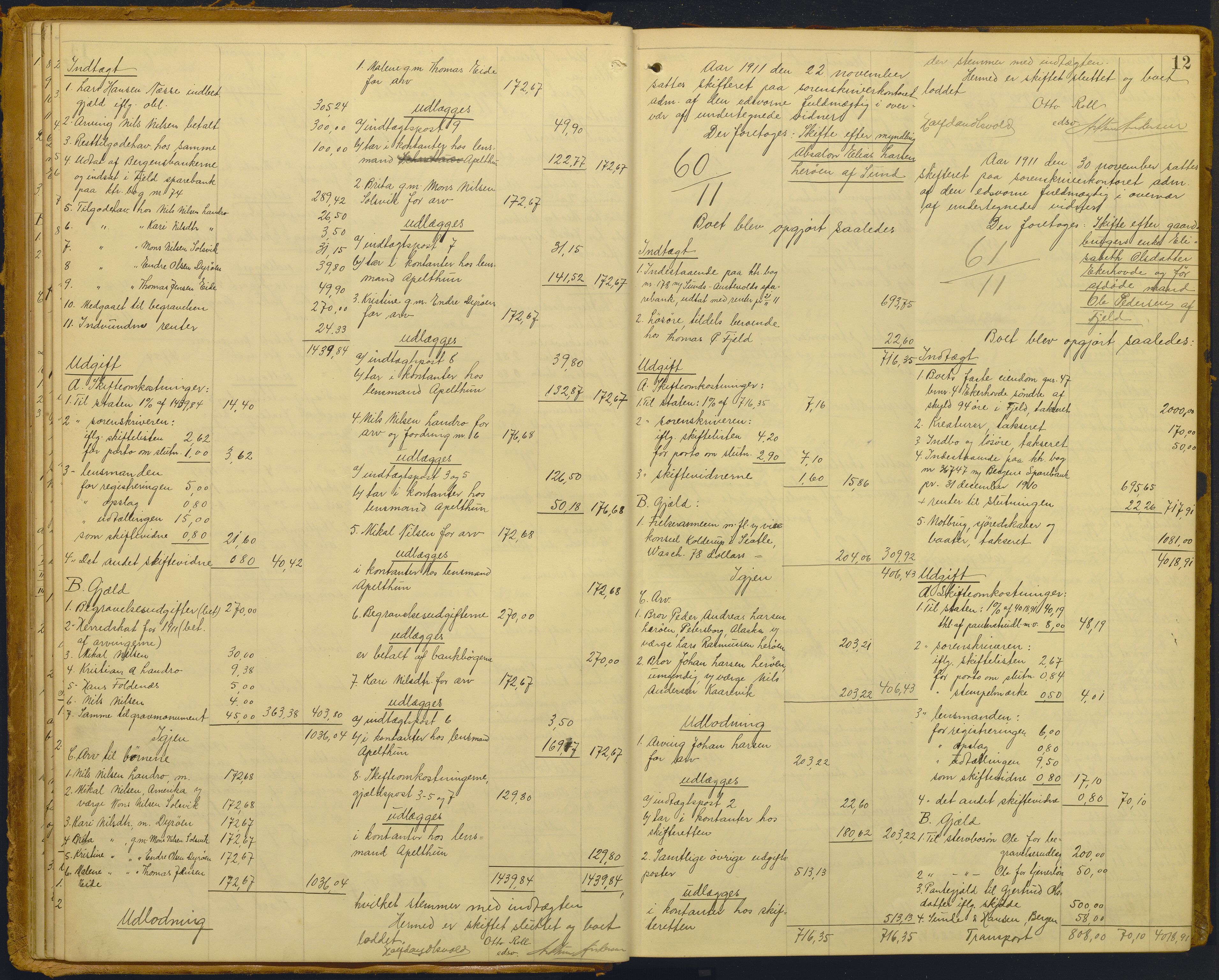Midhordland sorenskriveri, AV/SAB-A-3001/1/H/Hd/L0007: Skifteutlodningsprotokoll, 1911-1923, p. 12