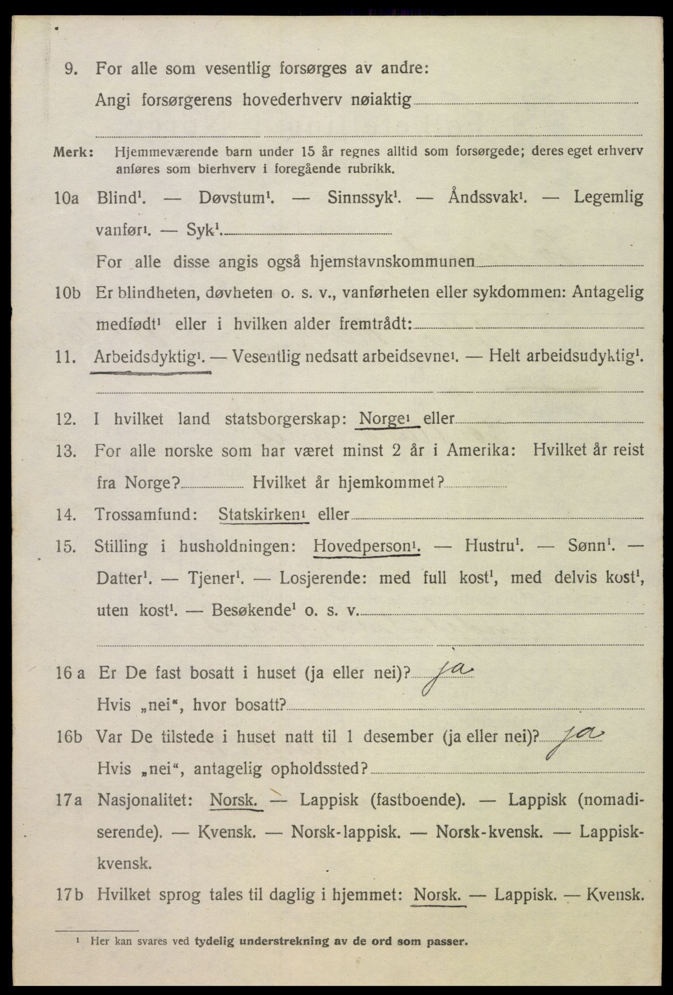 SAT, 1920 census for Sortland, 1920, p. 6775