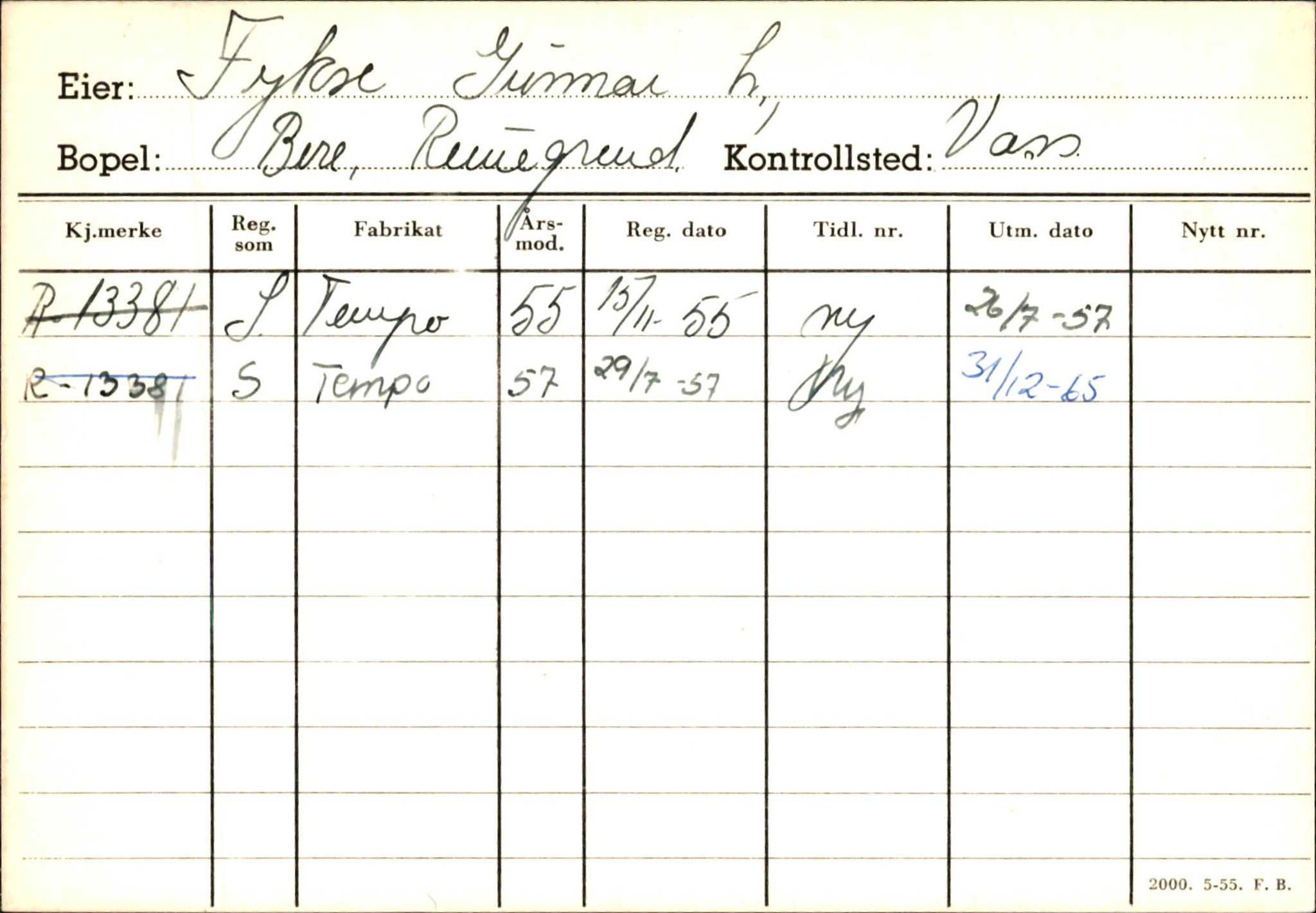 Statens vegvesen, Hordaland vegkontor, AV/SAB-A-5201/2/Ha/L0015: R-eierkort F-G, 1920-1971, p. 5