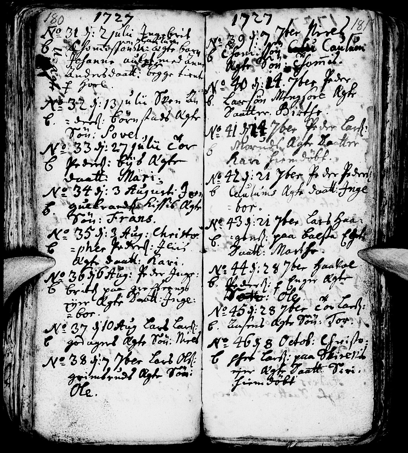 Nes prestekontor, Hedmark, AV/SAH-PREST-020/L/La/L0001: Parish register (copy) no. 1, 1663-1784, p. 180-181