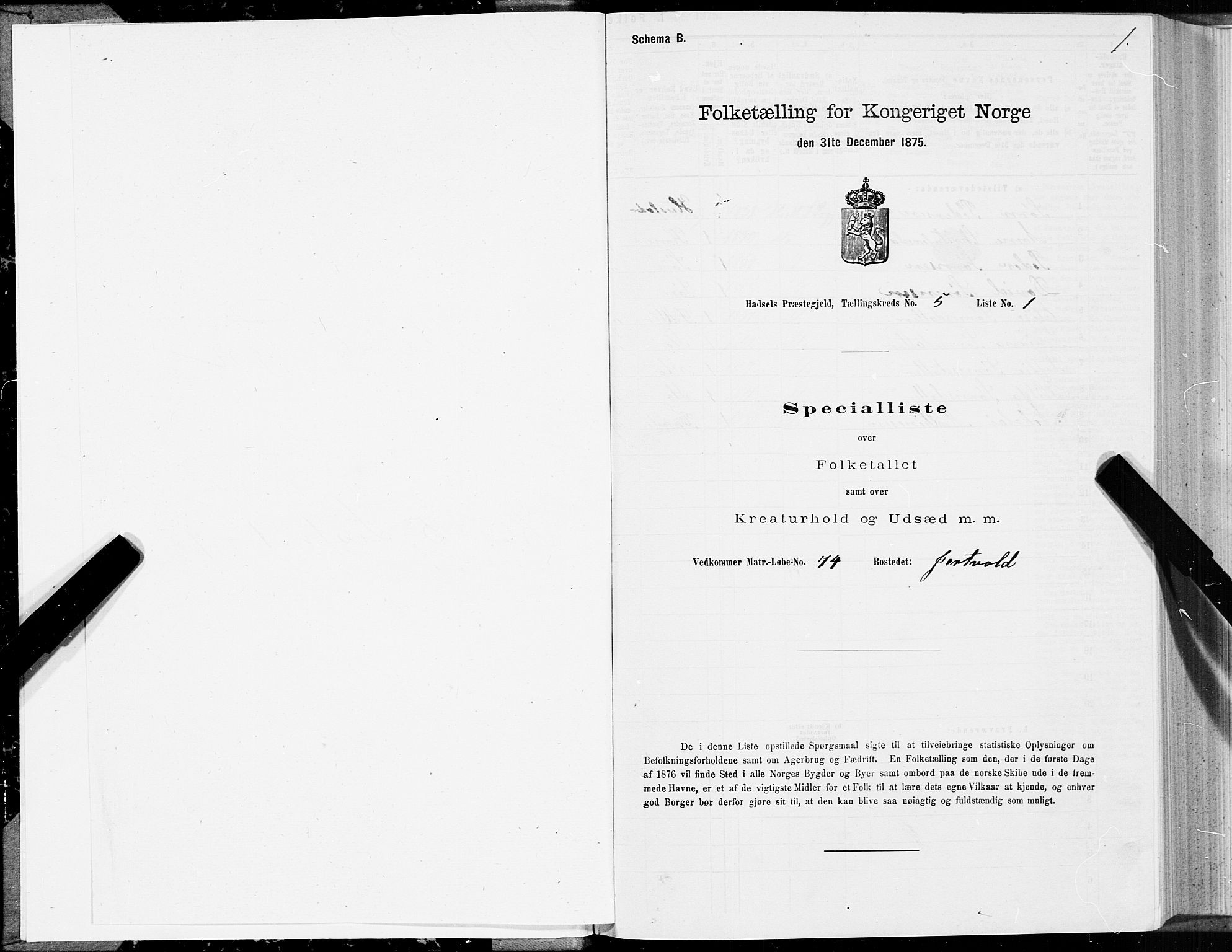 SAT, 1875 census for 1866P Hadsel, 1875, p. 3001