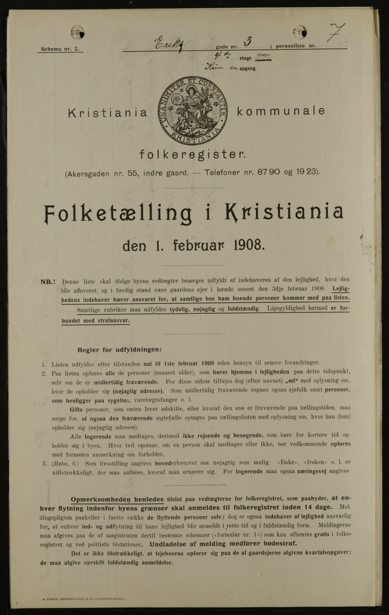 OBA, Municipal Census 1908 for Kristiania, 1908, p. 17986