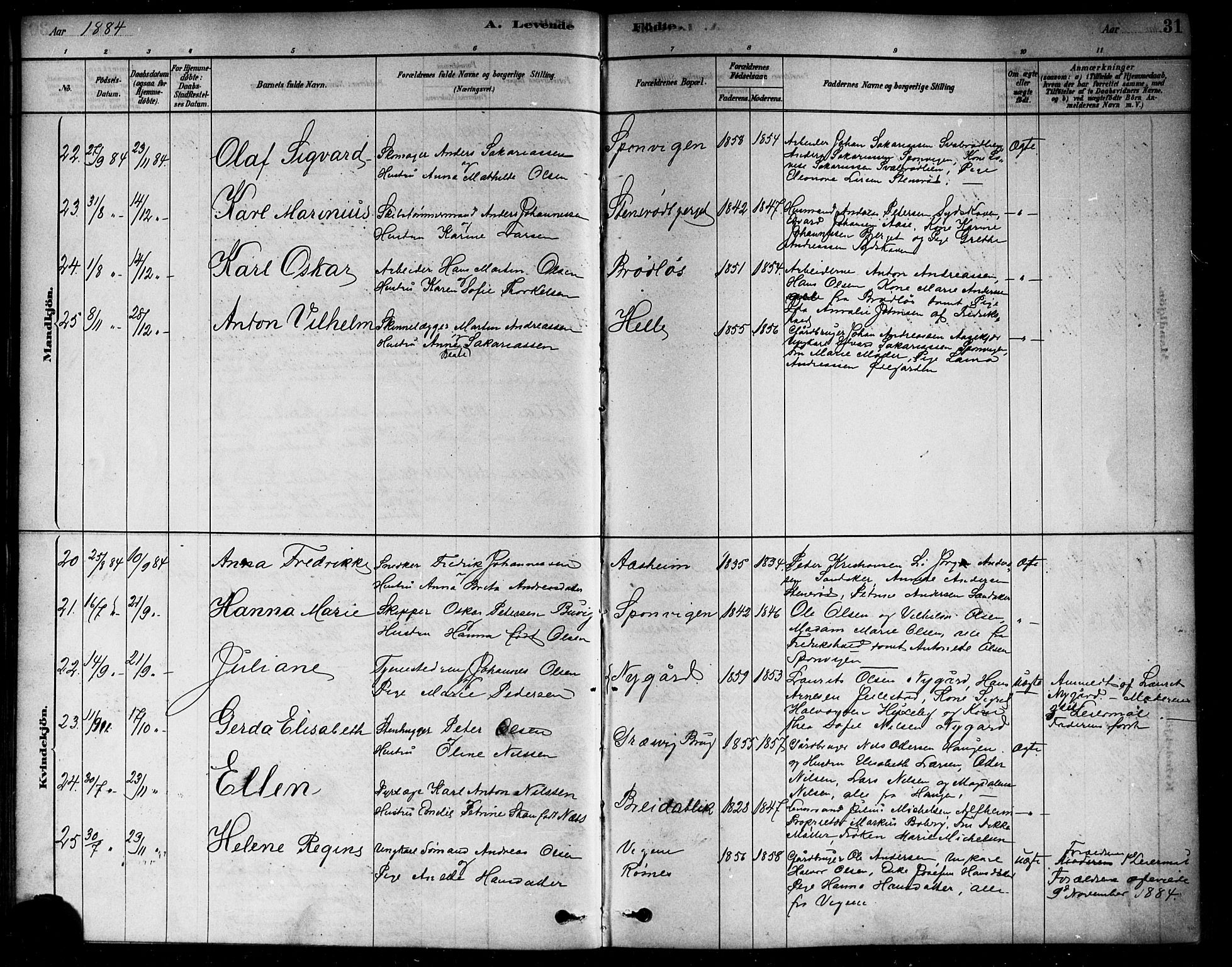 Berg prestekontor Kirkebøker, AV/SAO-A-10902/F/Fa/L0006: Parish register (official) no. I 6, 1878-1887, p. 31