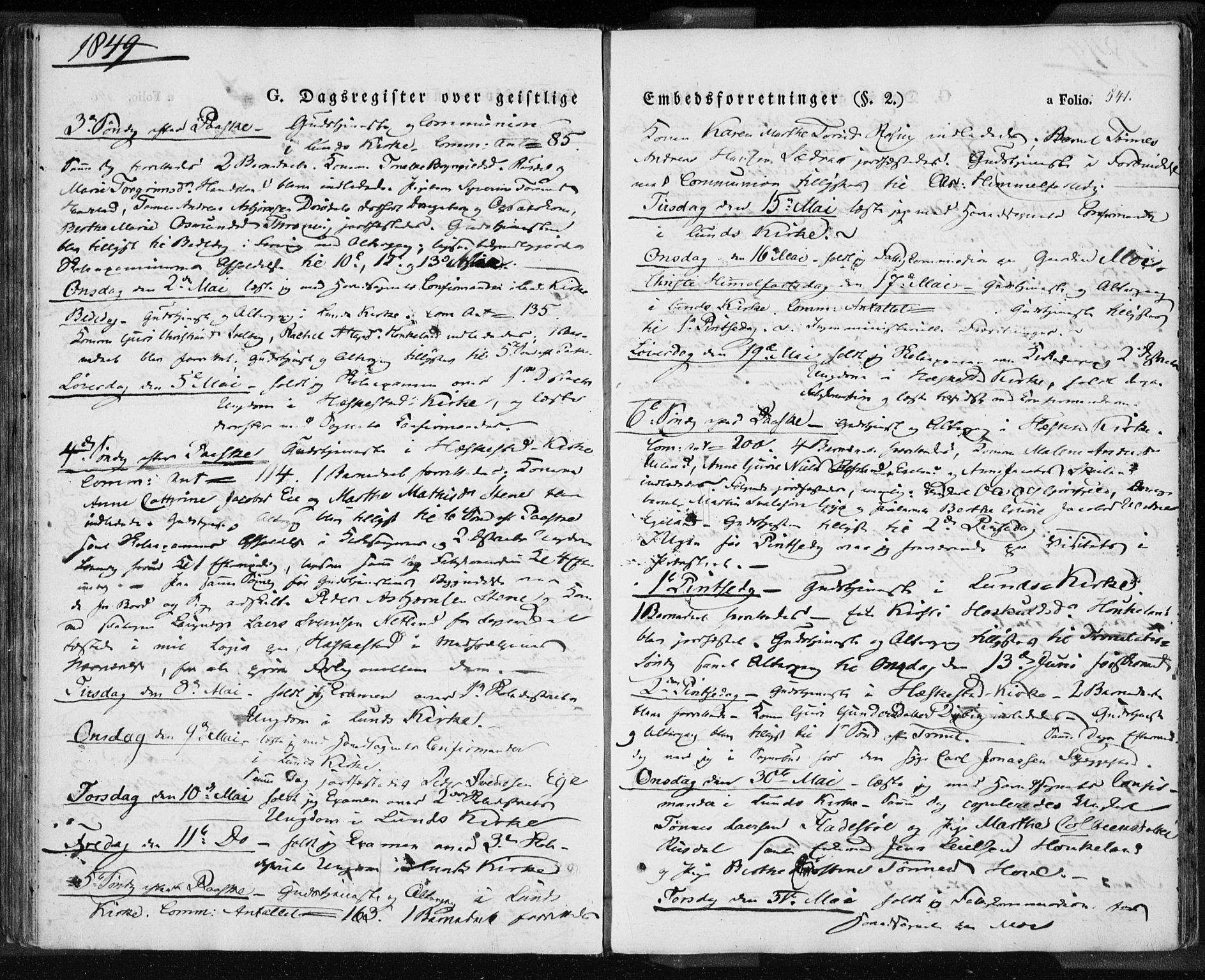 Lund sokneprestkontor, AV/SAST-A-101809/S06/L0008: Parish register (official) no. A 7.2, 1833-1854, p. 541