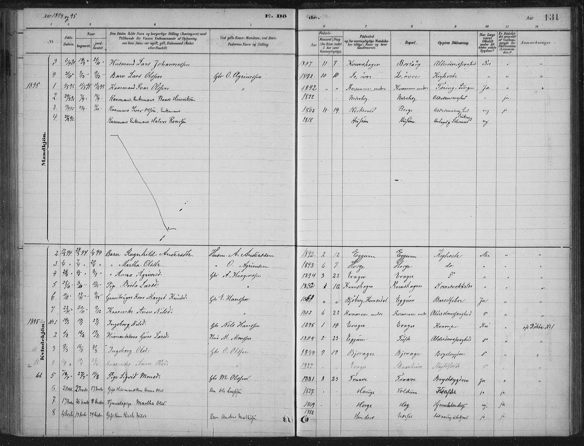 Lærdal sokneprestembete, AV/SAB-A-81201: Parish register (official) no. C  1, 1878-1911, p. 131