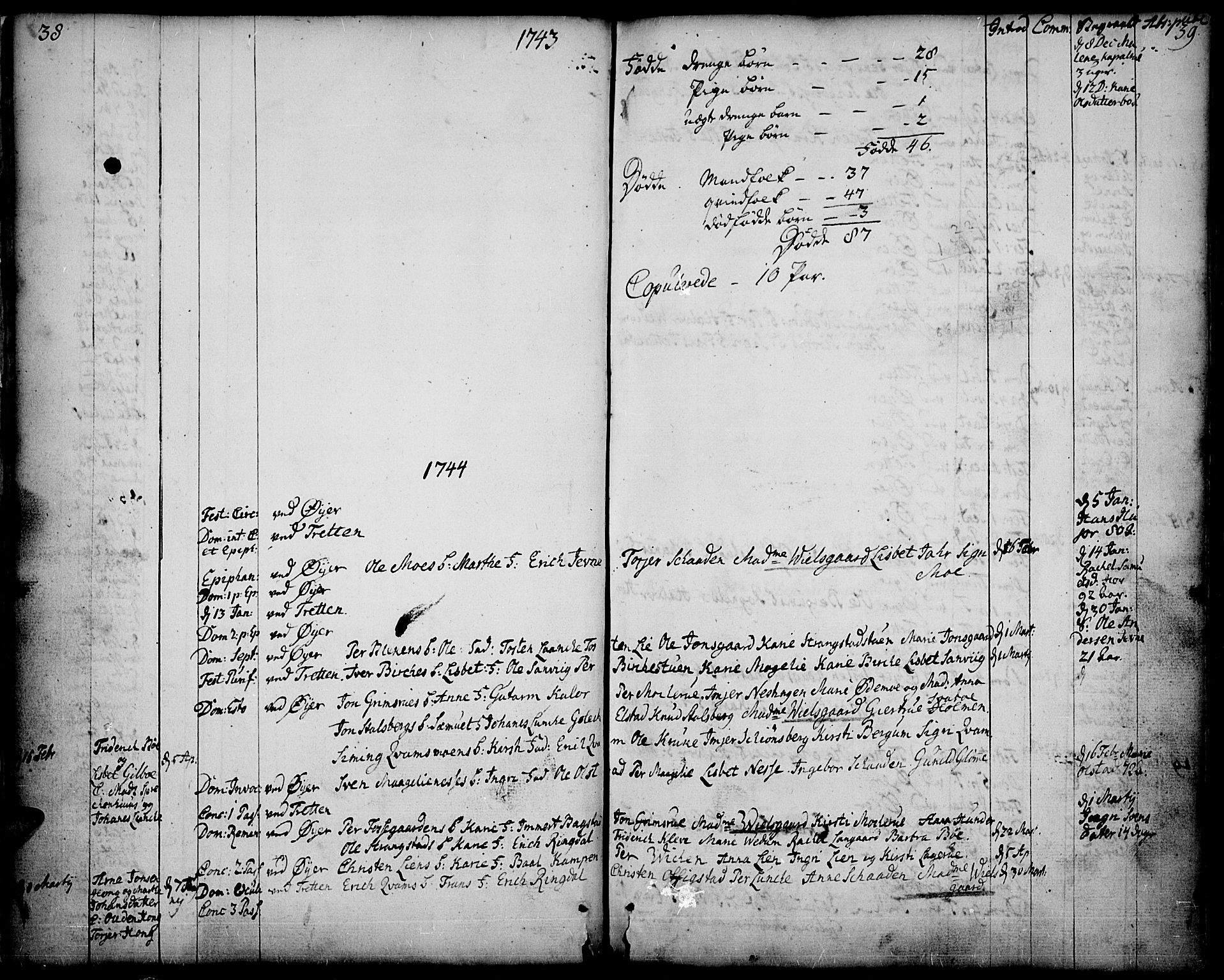 Øyer prestekontor, SAH/PREST-084/H/Ha/Haa/L0002: Parish register (official) no. 2, 1733-1784, p. 38-39