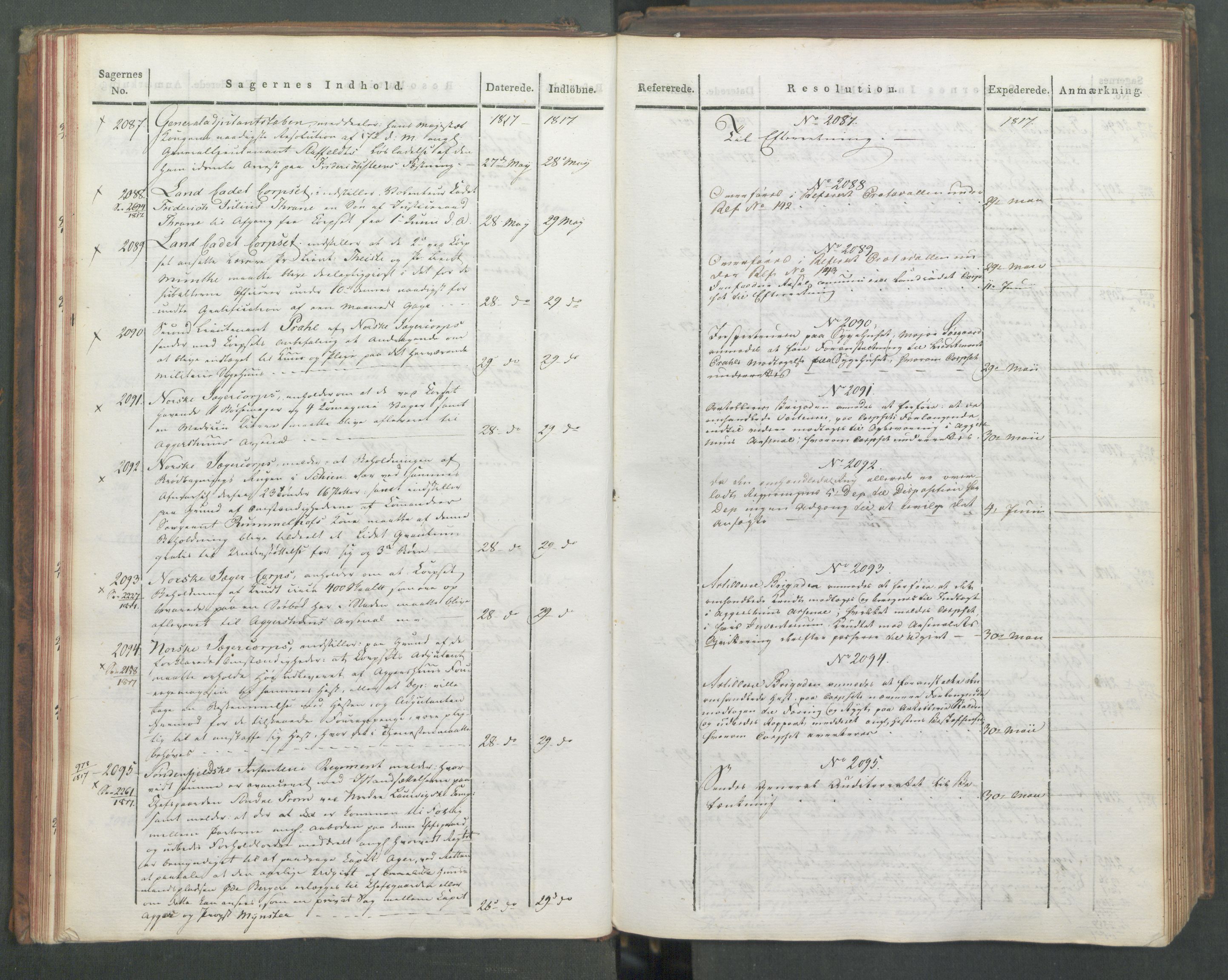 Armédepartementet, RA/RAFA-3493/C/Ca/L0012: 6. Departements Journal, 1817