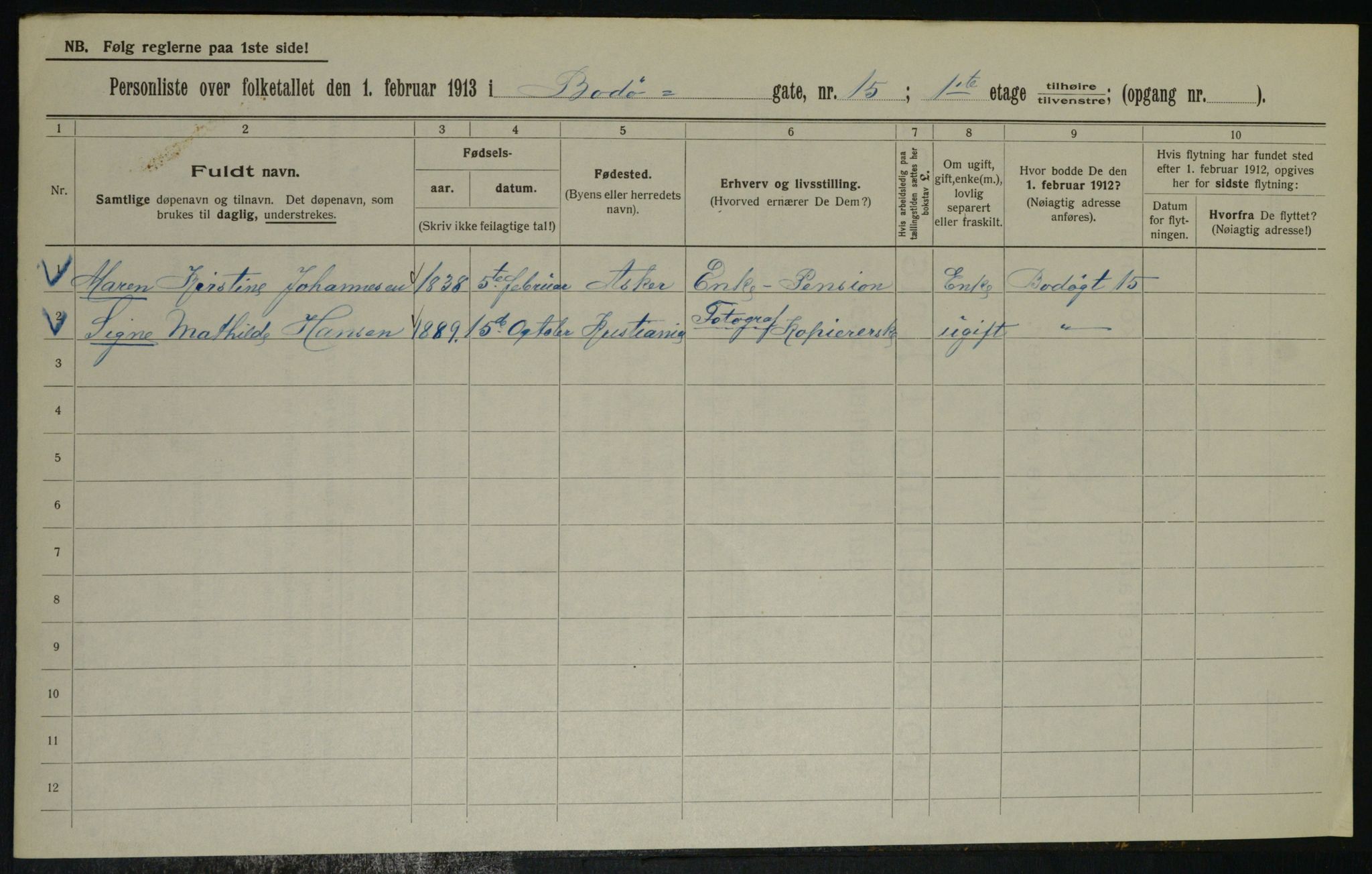 OBA, Municipal Census 1913 for Kristiania, 1913, p. 6646