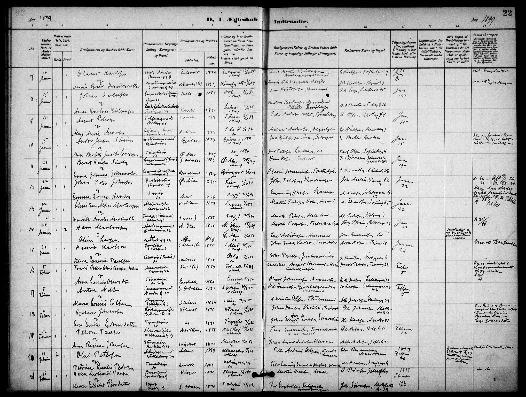 Petrus prestekontor Kirkebøker, AV/SAO-A-10872/F/Fa/L0009: Parish register (official) no. 9, 1897-1911, p. 22