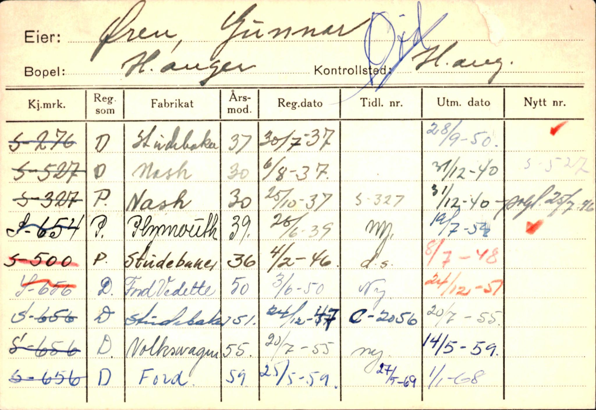 Statens vegvesen, Sogn og Fjordane vegkontor, AV/SAB-A-5301/4/F/L0131: Eigarregister Høyanger P-Å. Stryn S-Å, 1945-1975, p. 964