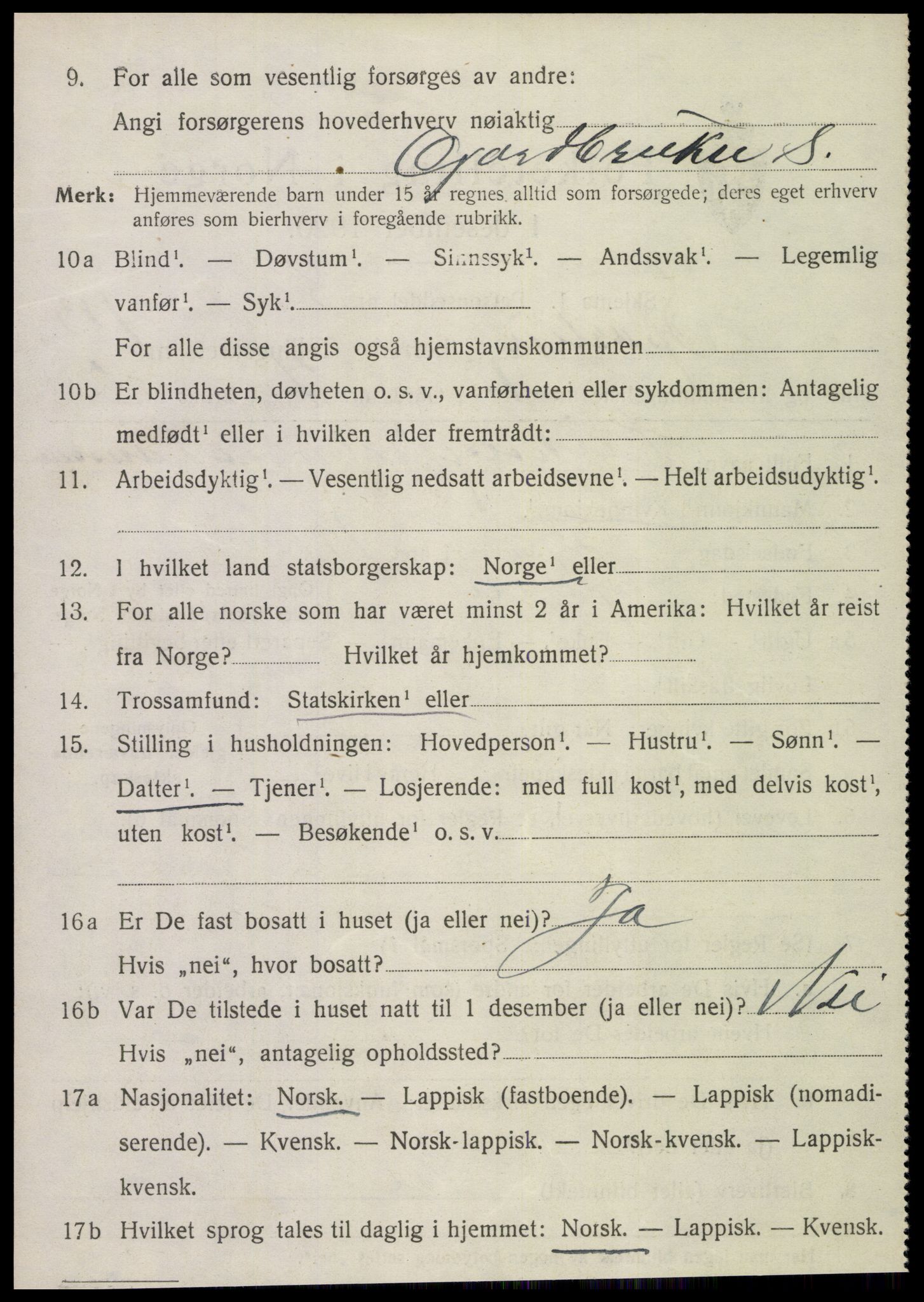 SAT, 1920 census for Sparbu, 1920, p. 2128