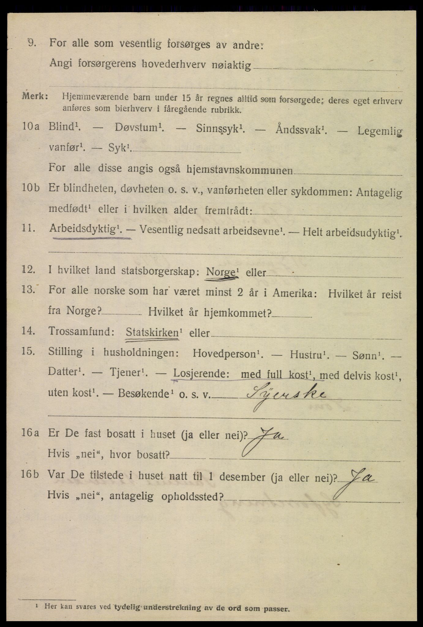 SAT, 1920 census for Levanger town, 1920, p. 4981