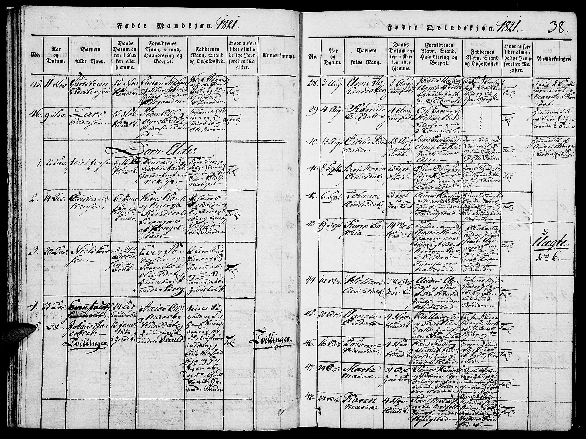 Vardal prestekontor, SAH/PREST-100/H/Ha/Haa/L0004: Parish register (official) no. 4, 1814-1831, p. 38