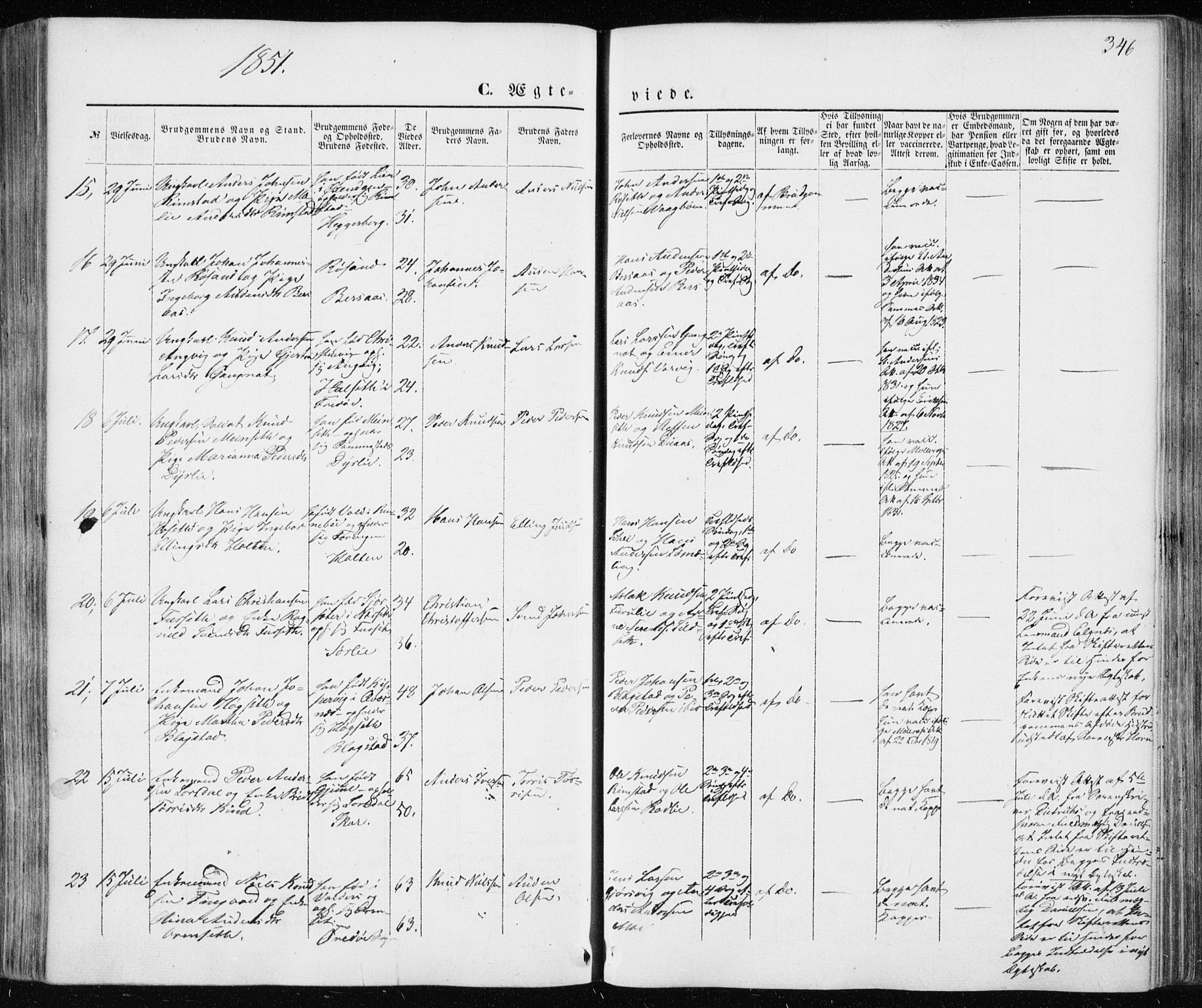 Ministerialprotokoller, klokkerbøker og fødselsregistre - Møre og Romsdal, AV/SAT-A-1454/586/L0984: Parish register (official) no. 586A10, 1844-1856, p. 346