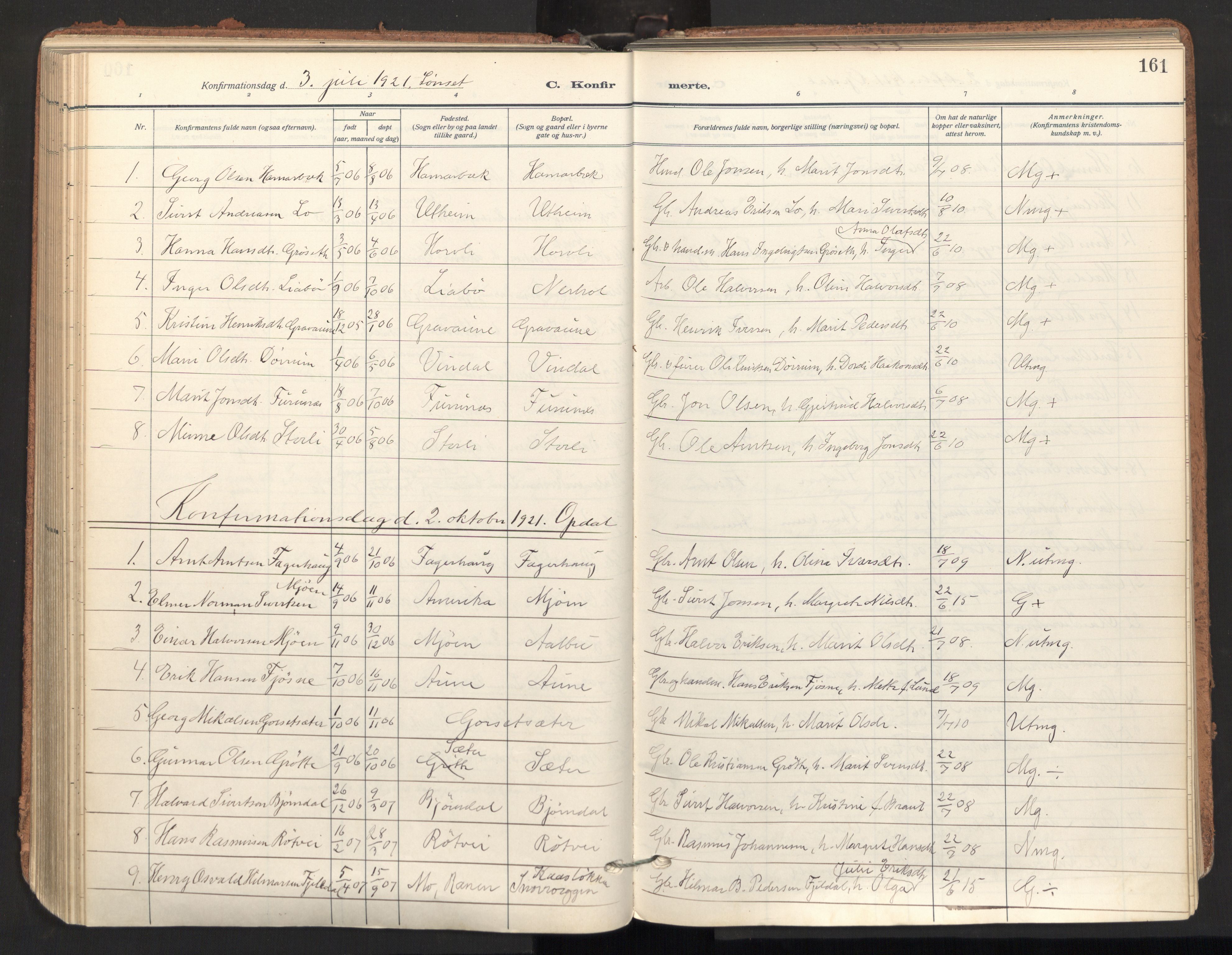 Ministerialprotokoller, klokkerbøker og fødselsregistre - Sør-Trøndelag, SAT/A-1456/678/L0909: Parish register (official) no. 678A17, 1912-1930, p. 161