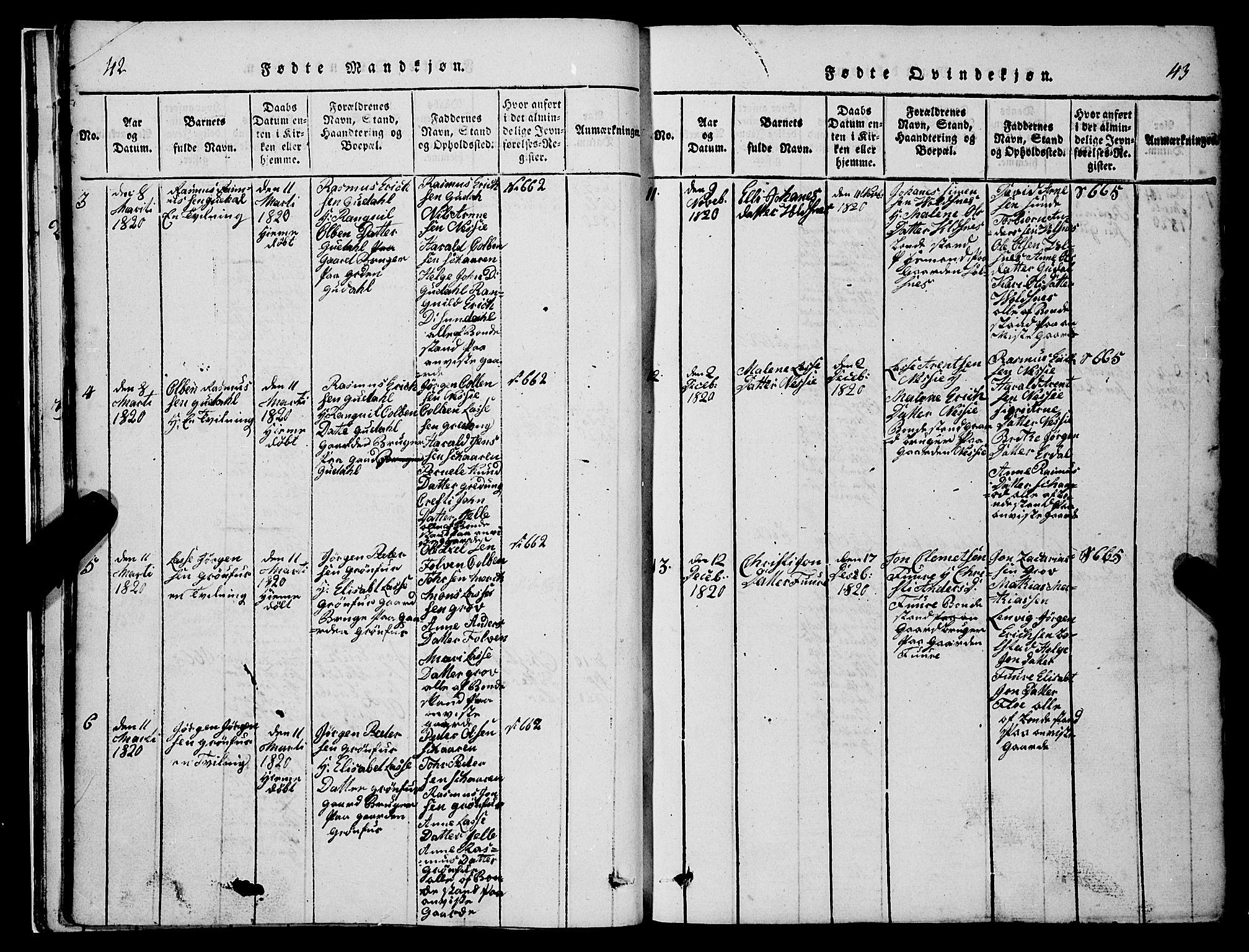 Stryn Sokneprestembete, AV/SAB-A-82501: Parish register (copy) no. C 1, 1801-1845, p. 42-43