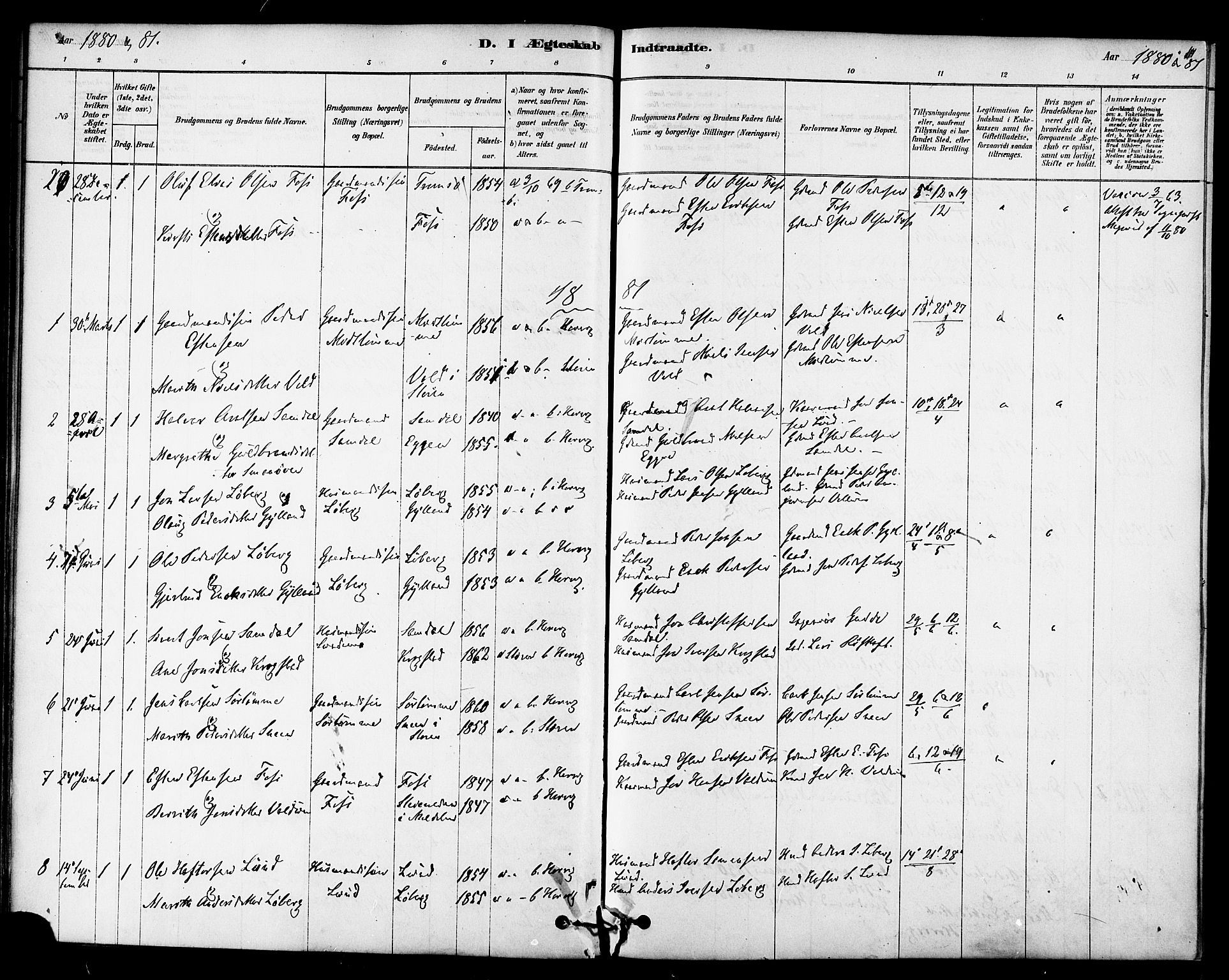 Ministerialprotokoller, klokkerbøker og fødselsregistre - Sør-Trøndelag, AV/SAT-A-1456/692/L1105: Parish register (official) no. 692A05, 1878-1890, p. 111