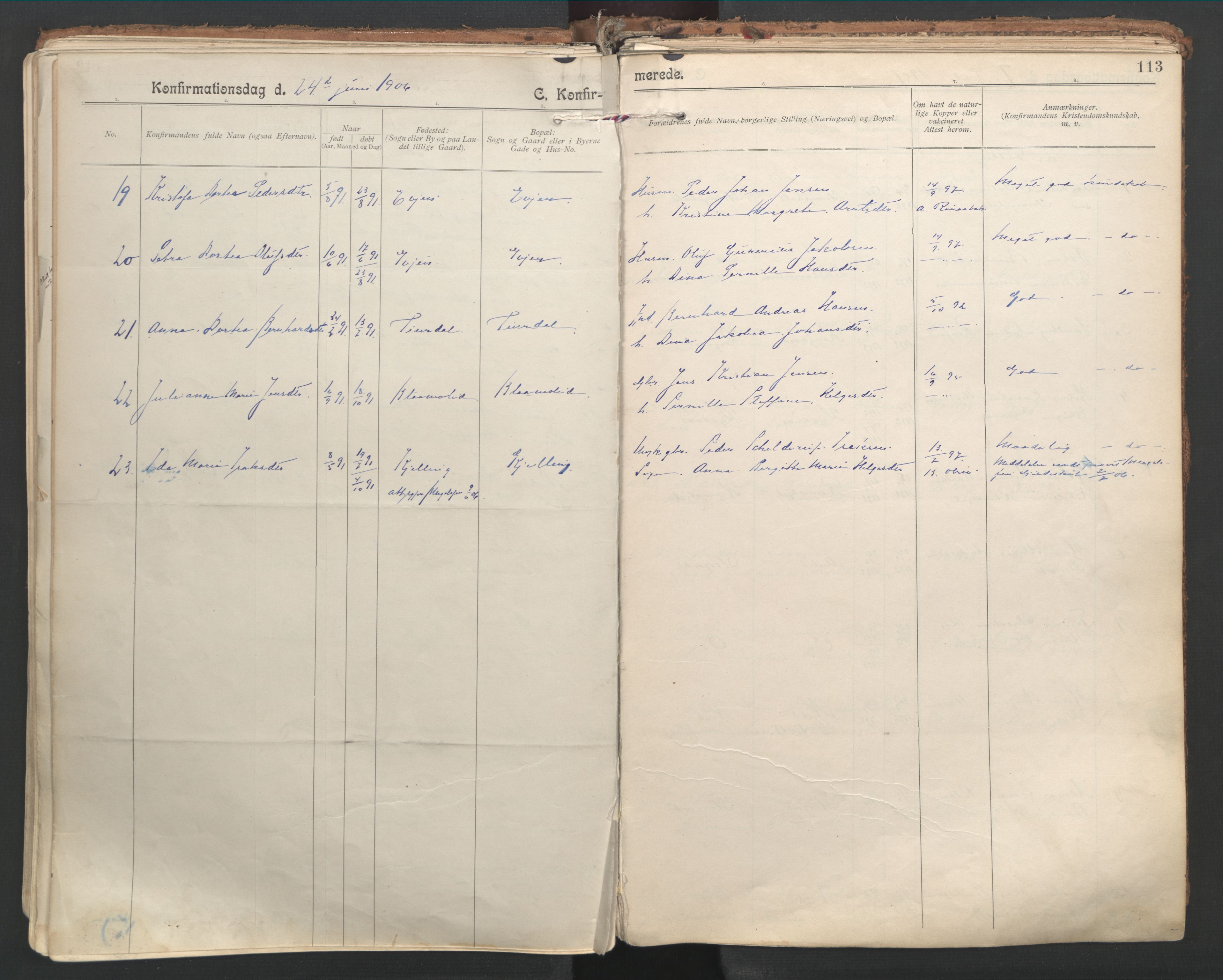 Ministerialprotokoller, klokkerbøker og fødselsregistre - Nordland, SAT/A-1459/846/L0647: Parish register (official) no. 846A05, 1902-1915, p. 113