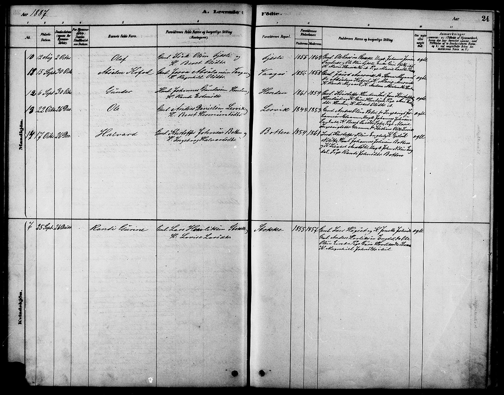 Ministerialprotokoller, klokkerbøker og fødselsregistre - Møre og Romsdal, AV/SAT-A-1454/580/L0924: Parish register (official) no. 580A01, 1878-1887, p. 24