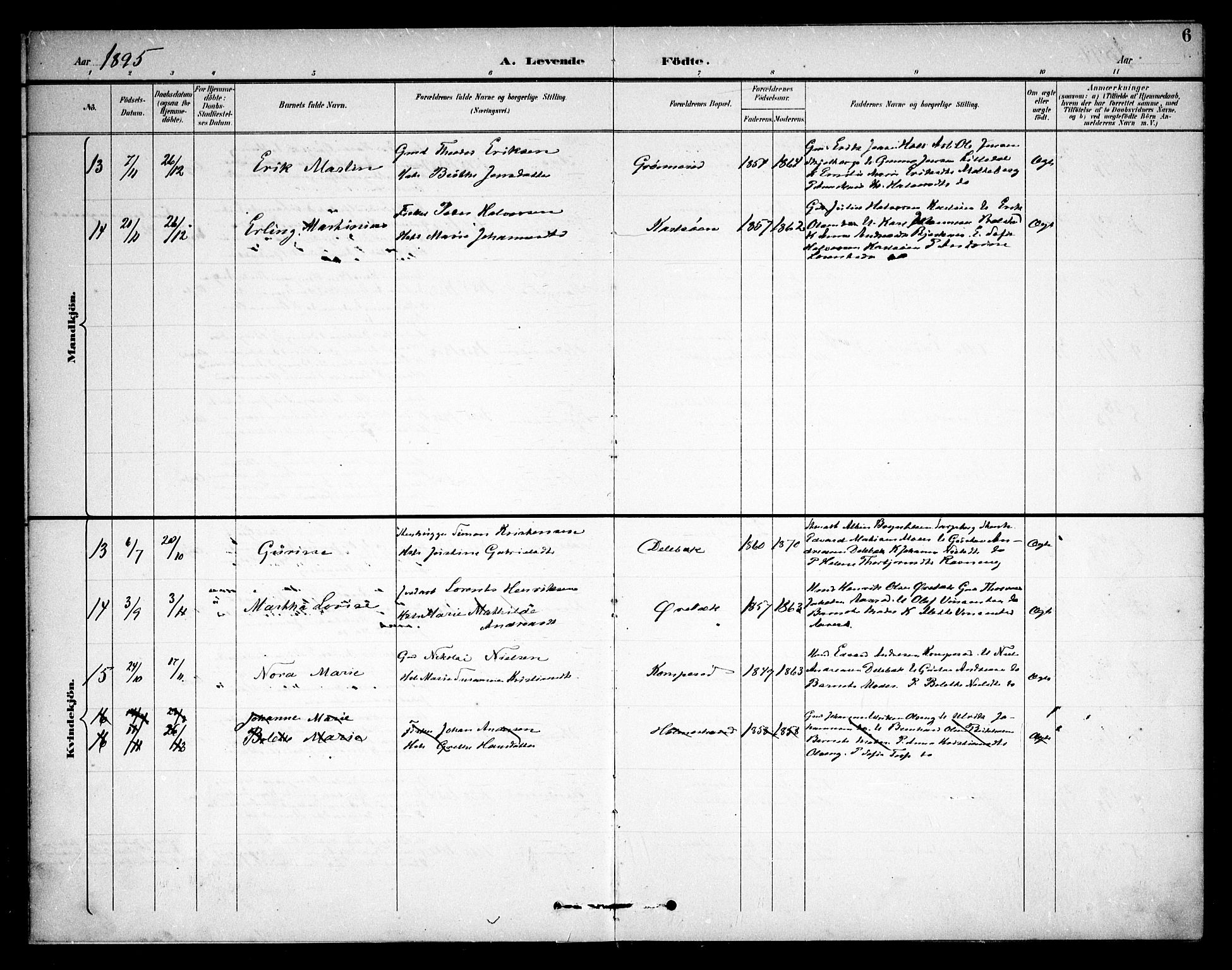 Skjeberg prestekontor Kirkebøker, AV/SAO-A-10923/F/Fb/L0002: Parish register (official) no. II 2, 1895-1910, p. 6