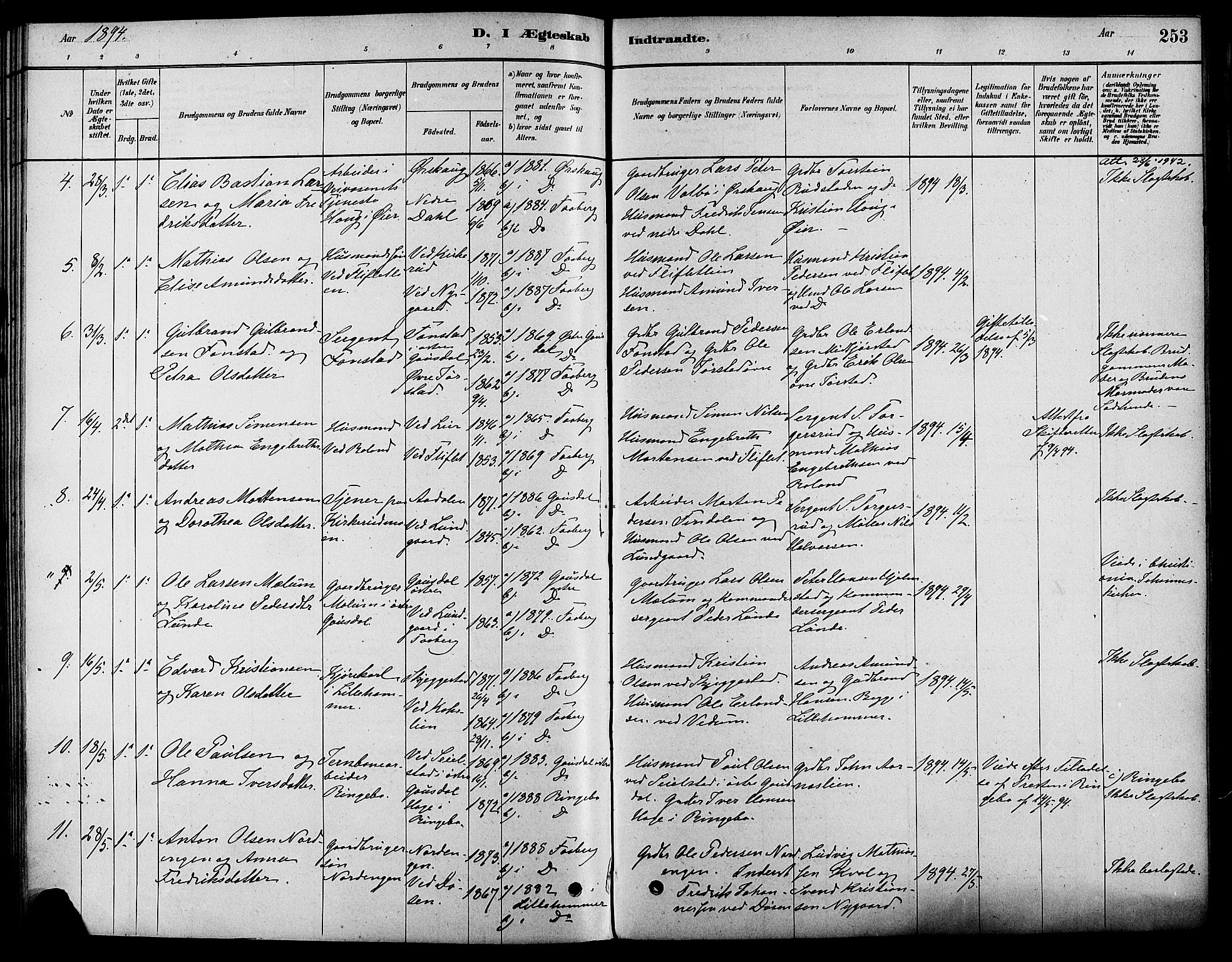 Fåberg prestekontor, SAH/PREST-086/H/Ha/Haa/L0008: Parish register (official) no. 8, 1879-1898, p. 253