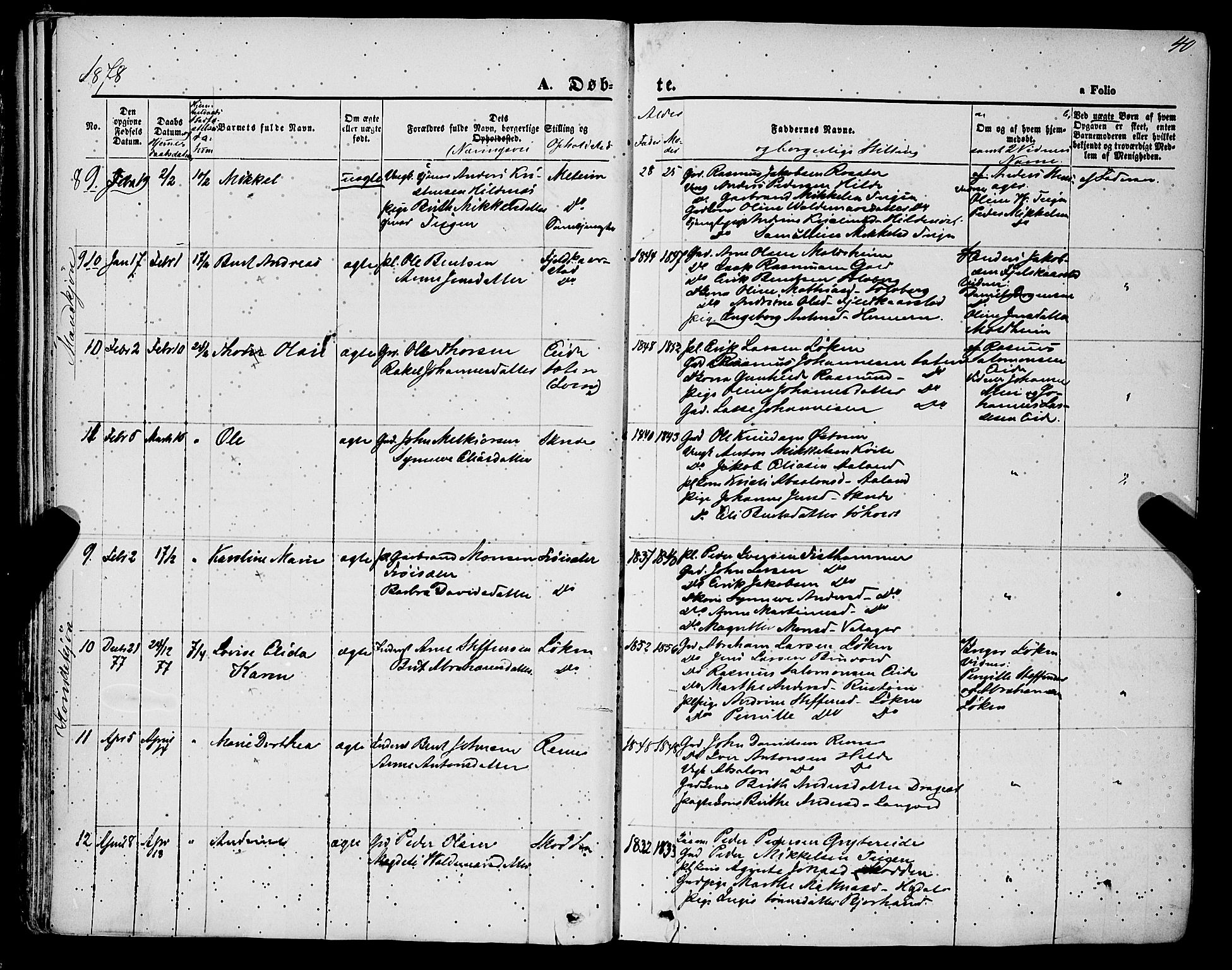 Innvik sokneprestembete, AV/SAB-A-80501: Parish register (official) no. A 6, 1865-1878, p. 40