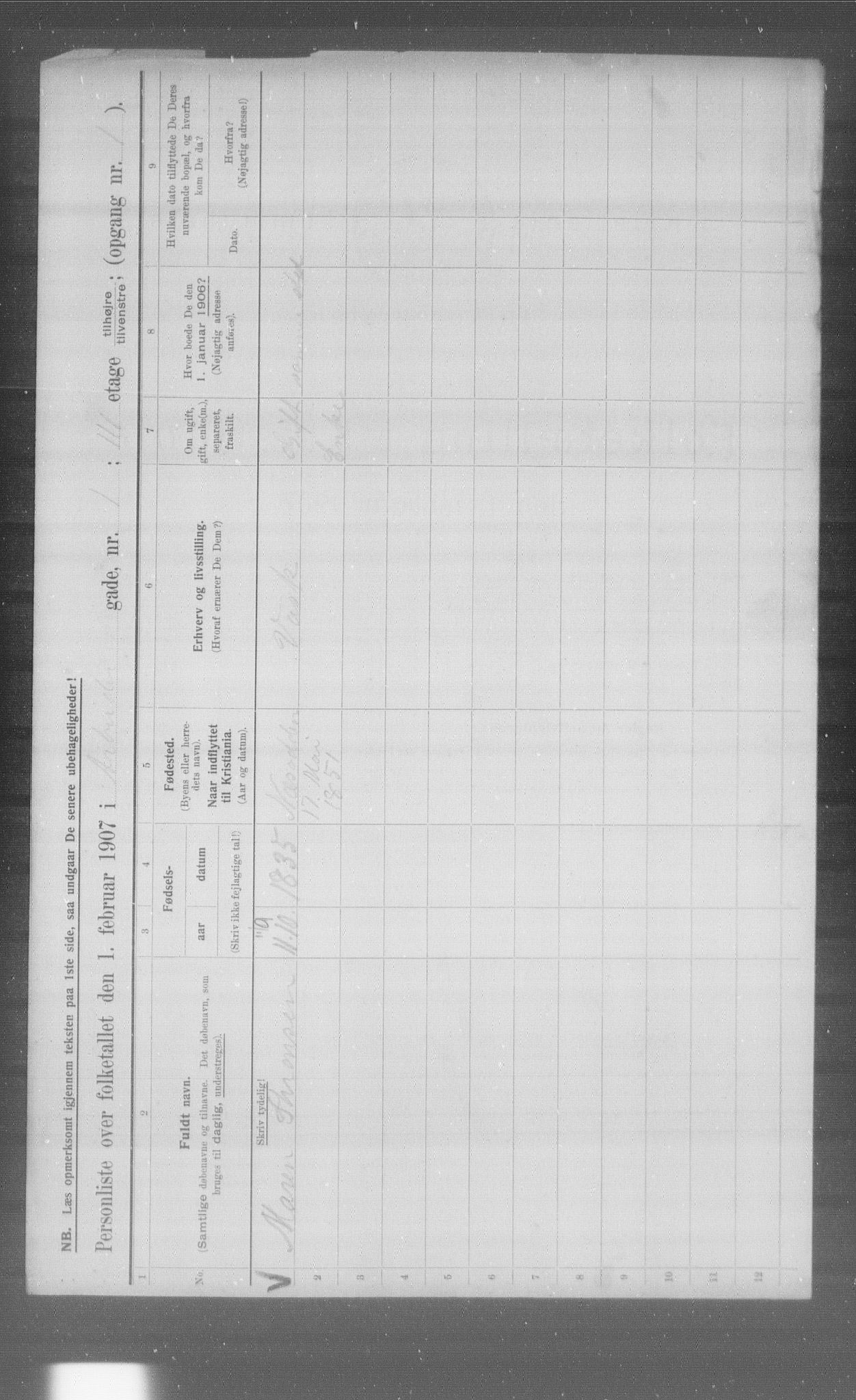 OBA, Municipal Census 1907 for Kristiania, 1907, p. 782