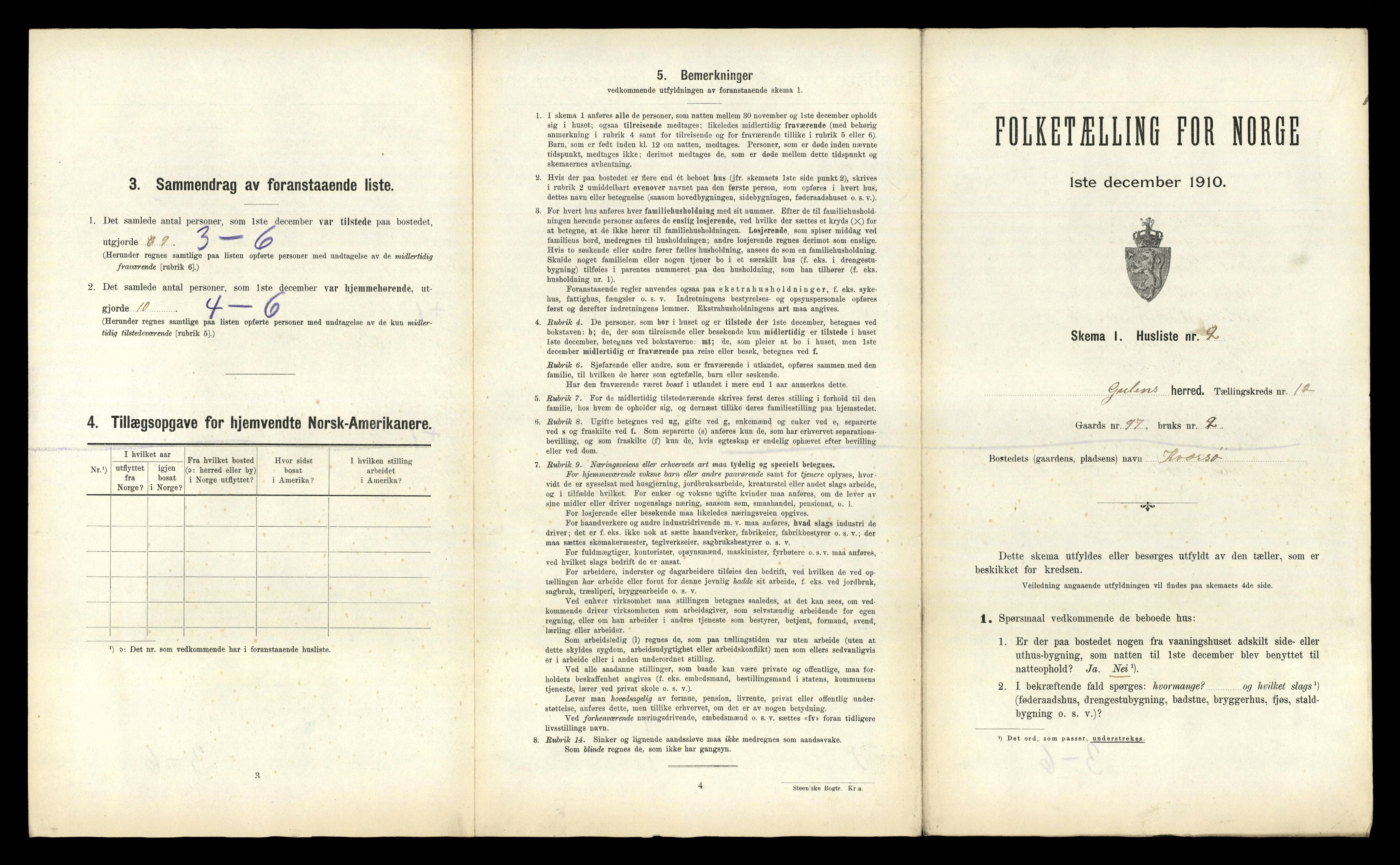 RA, 1910 census for Gulen, 1910, p. 1030