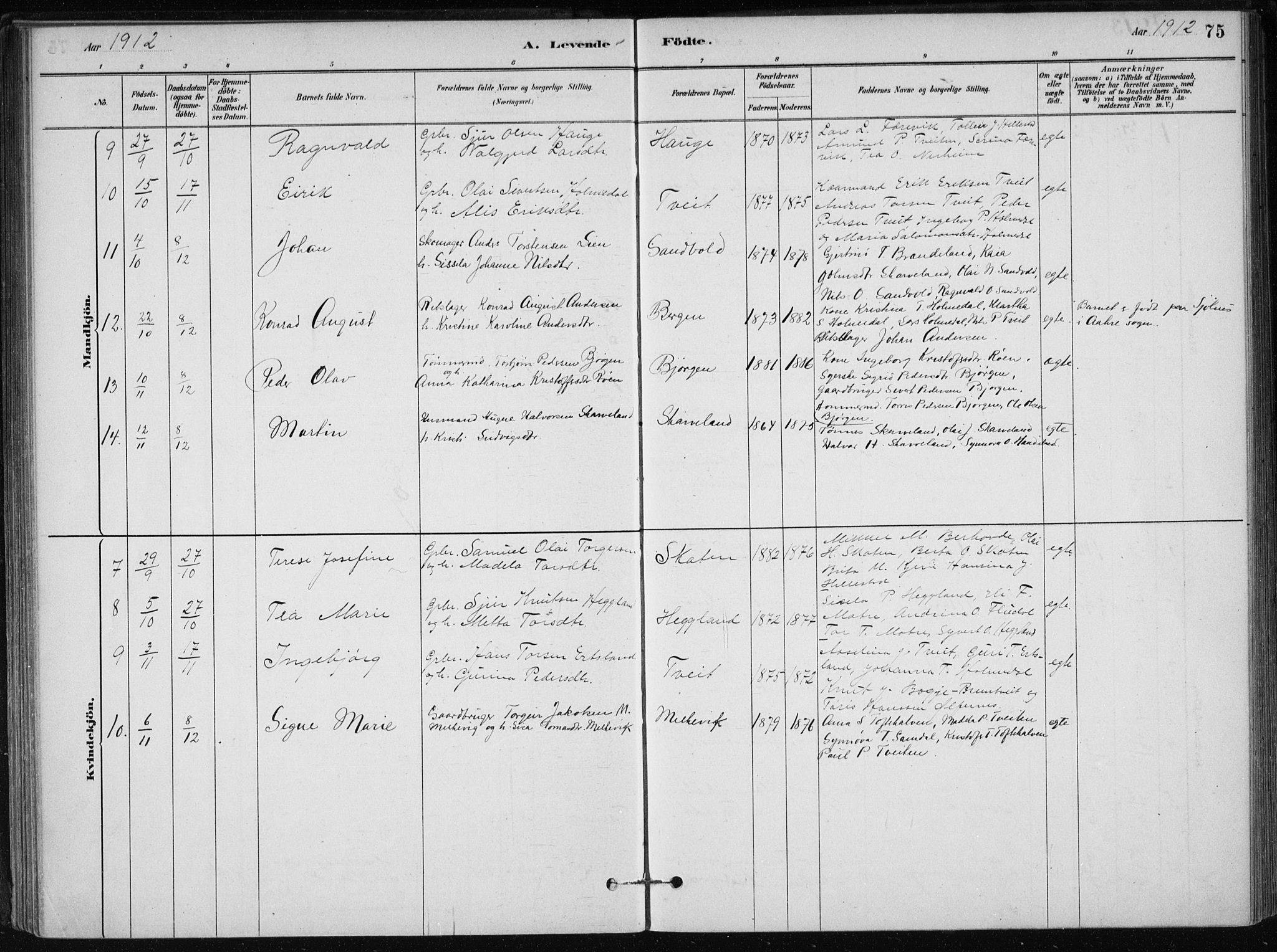 Skånevik sokneprestembete, AV/SAB-A-77801/H/Haa: Parish register (official) no. C  1, 1879-1917, p. 75