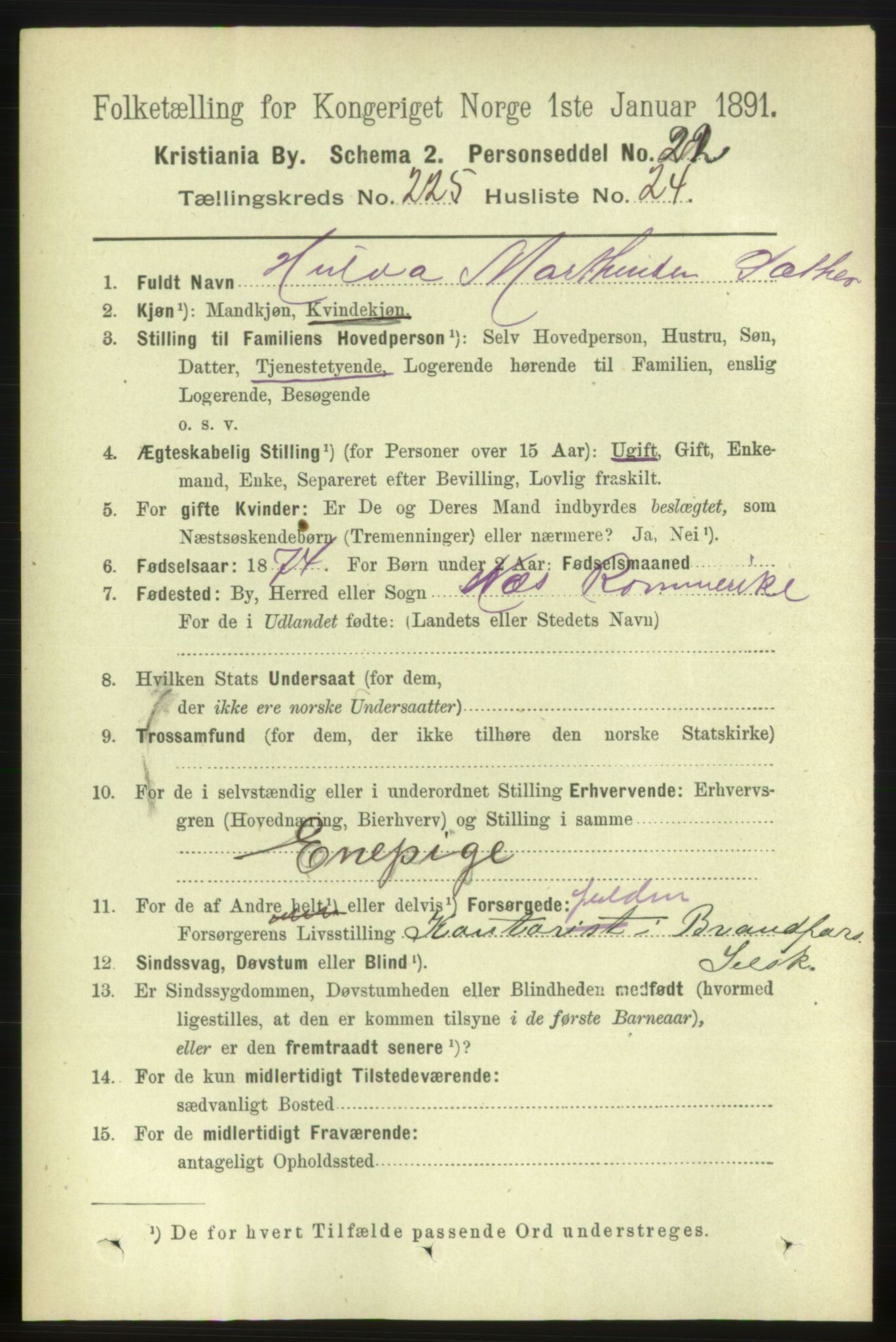 RA, 1891 census for 0301 Kristiania, 1891, p. 137119