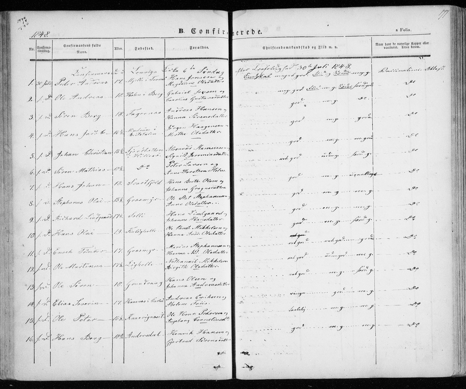 Lenvik sokneprestembete, AV/SATØ-S-1310/H/Ha/Haa/L0006kirke: Parish register (official) no. 6, 1845-1854, p. 177