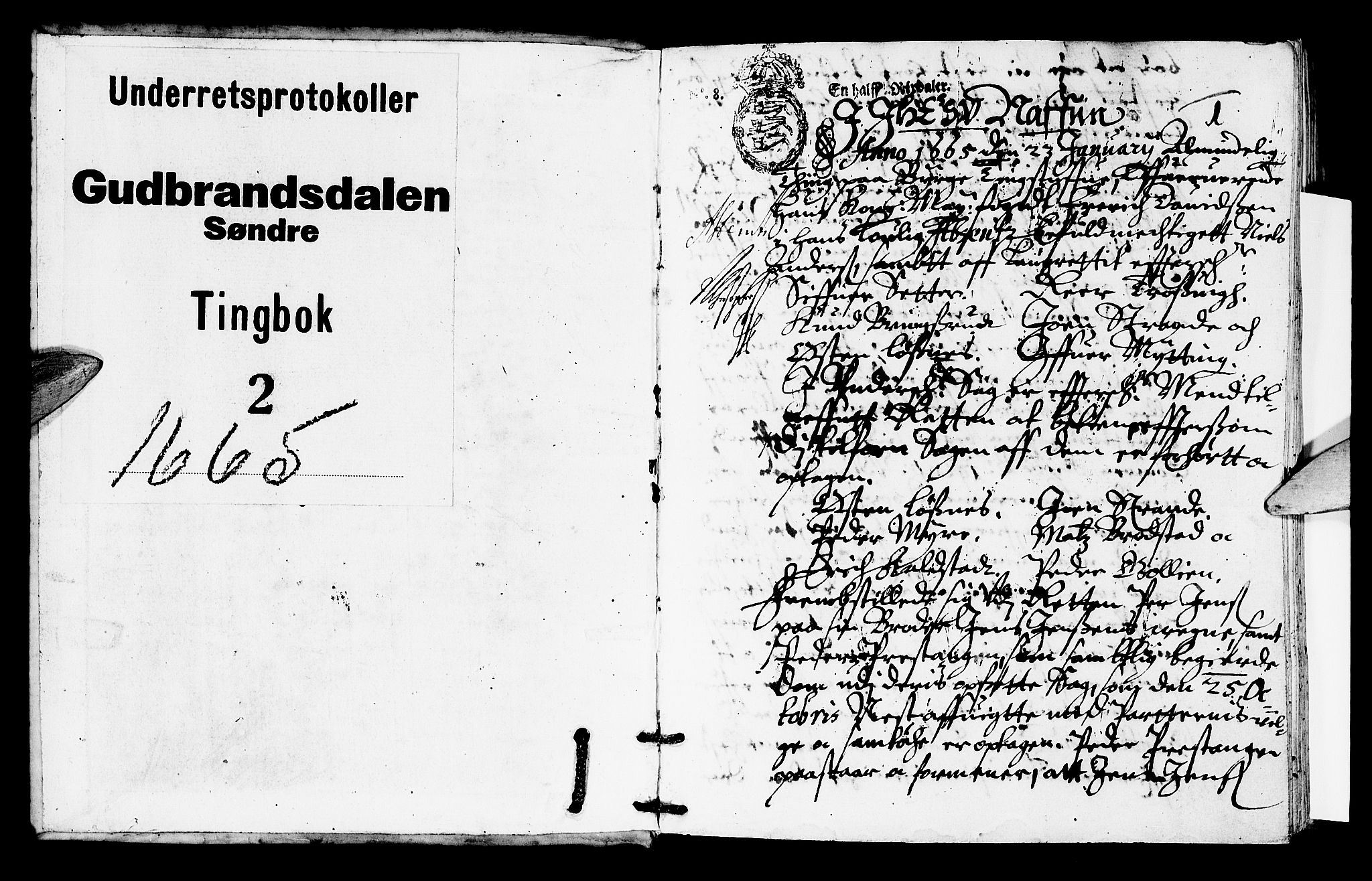 Sorenskriverier i Gudbrandsdalen, SAH/TING-036/G/Gb/Gbb/L0002: Tingbok - Sør-Gudbrandsdal, 1665, p. 0b-1a