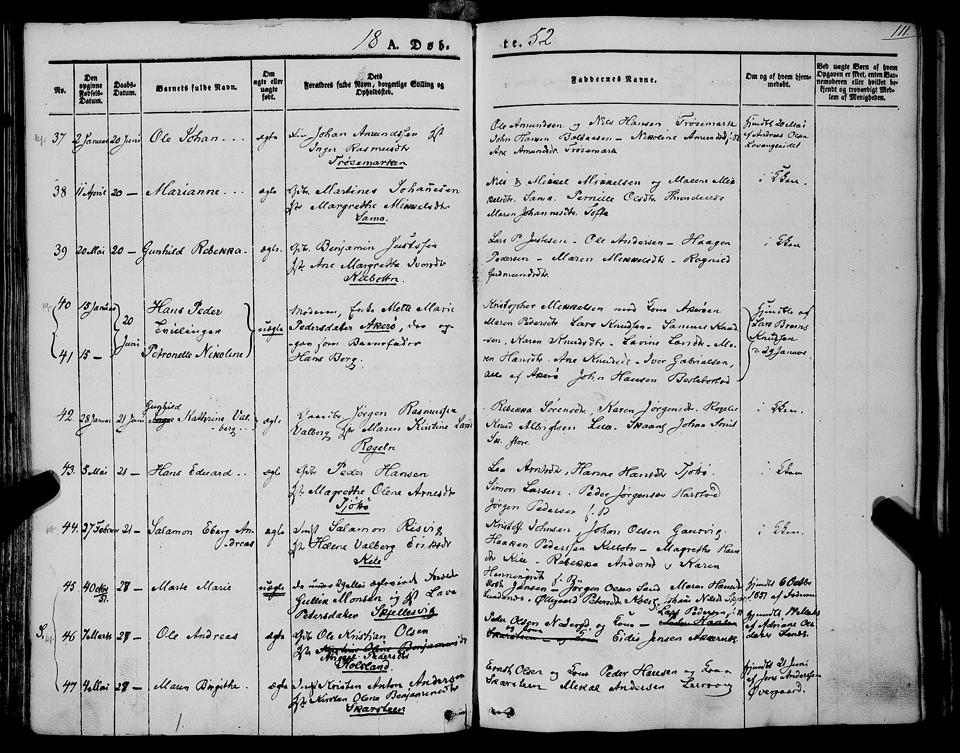 Trondenes sokneprestkontor, AV/SATØ-S-1319/H/Ha/L0009kirke: Parish register (official) no. 9, 1841-1852, p. 111