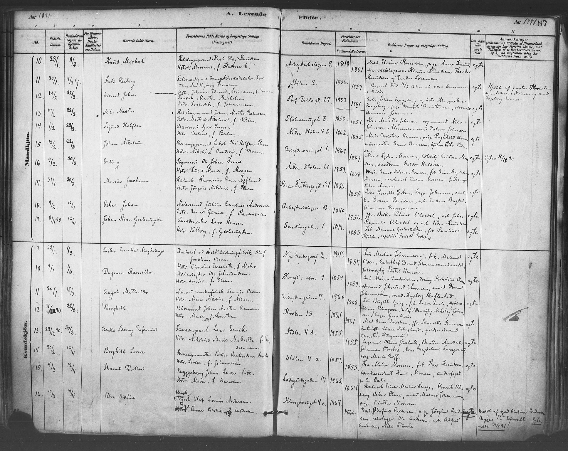 Mariakirken Sokneprestembete, AV/SAB-A-76901/H/Haa/L0007: Parish register (official) no. A 7, 1878-1893, p. 87