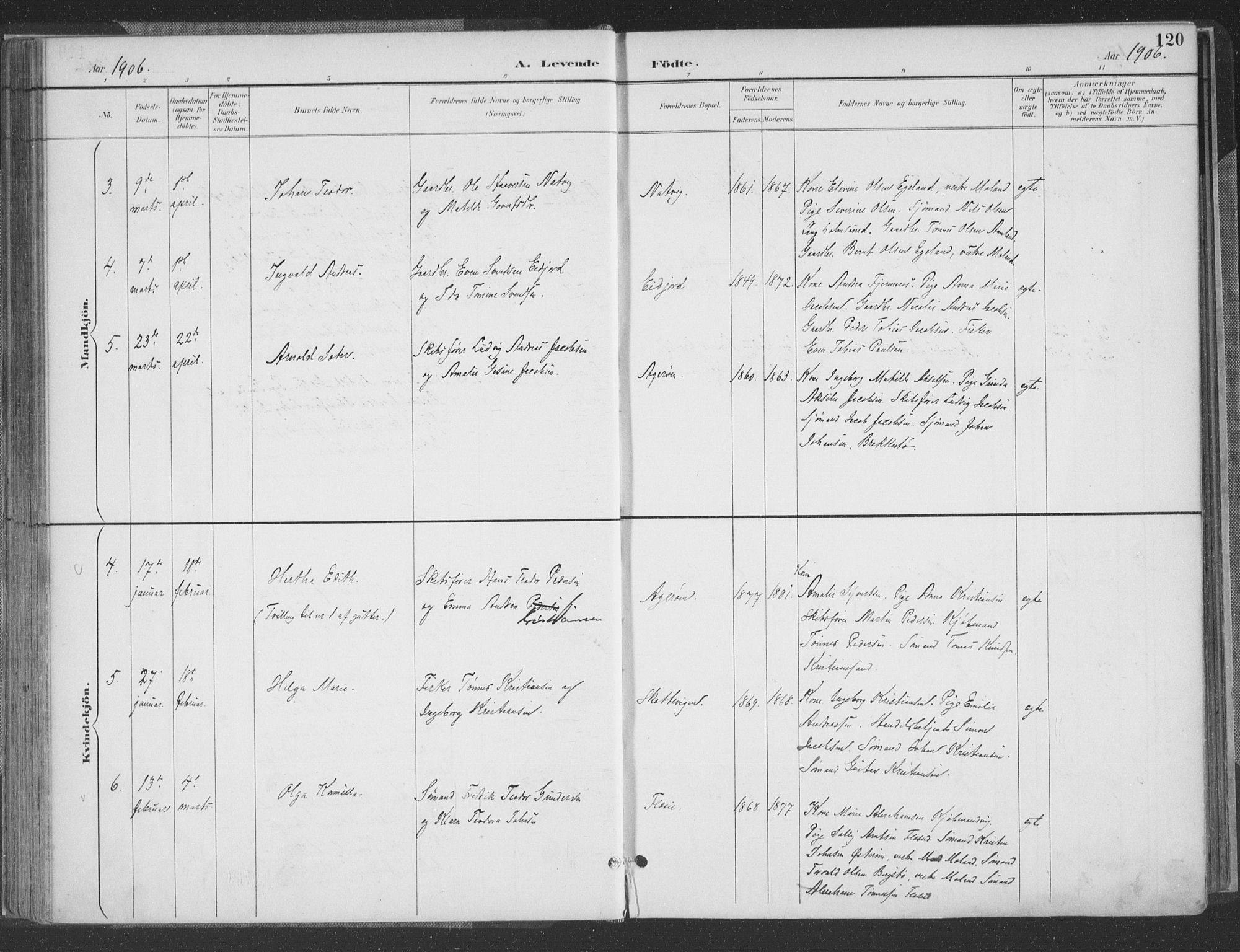 Høvåg sokneprestkontor, AV/SAK-1111-0025/F/Fa/L0006: Parish register (official) no. A 6, 1894-1923, p. 120