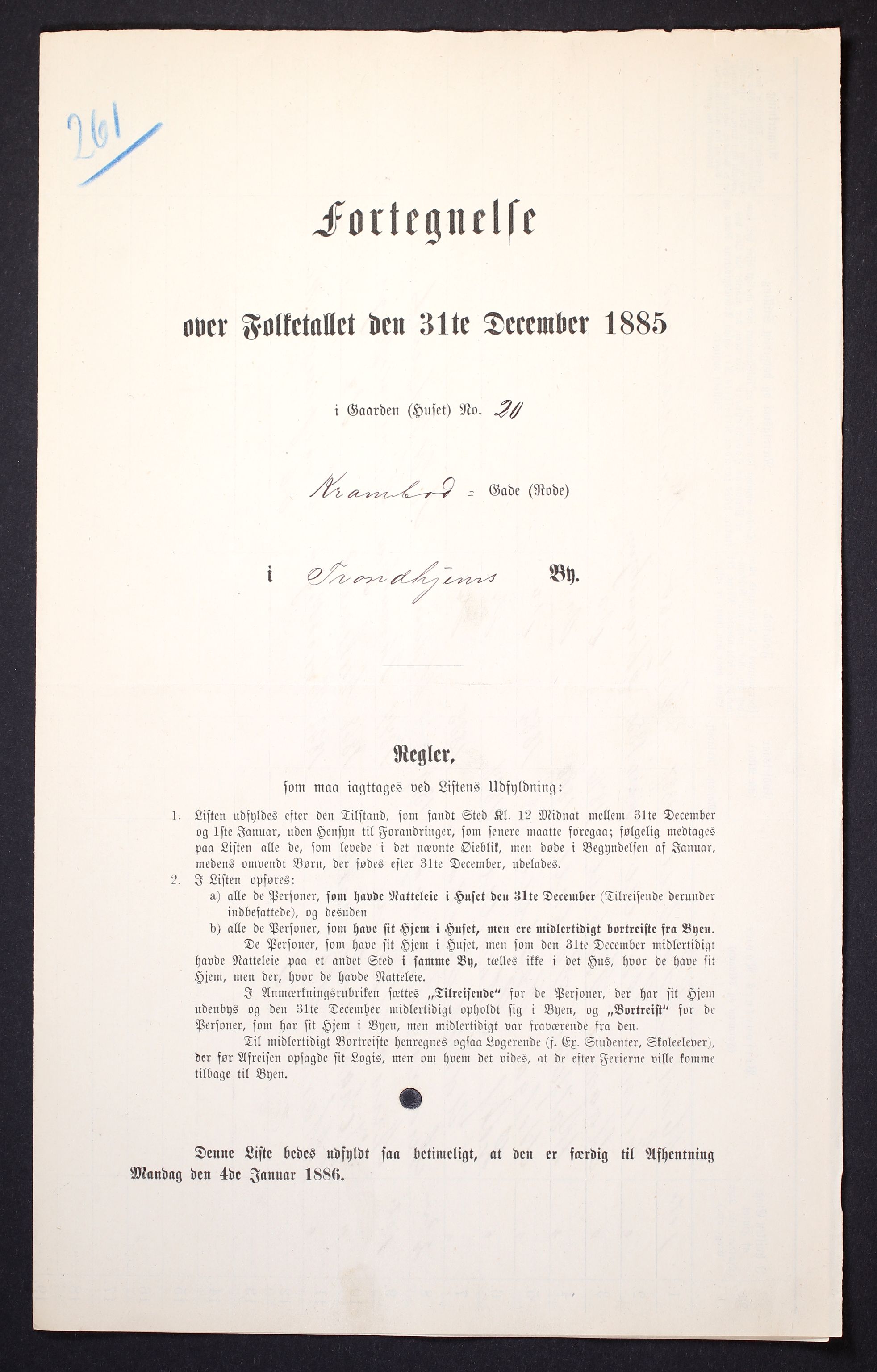 SAT, 1885 census for 1601 Trondheim, 1885, p. 1080