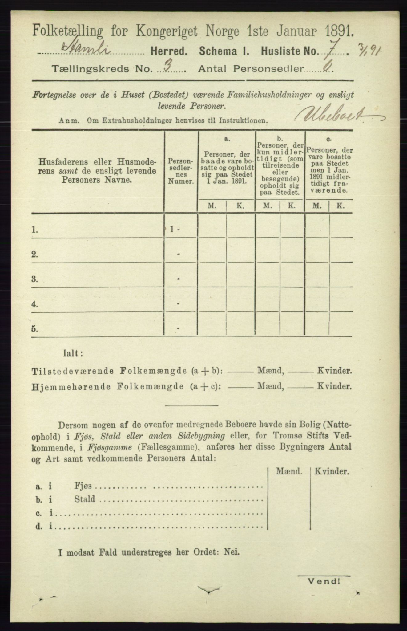 RA, 1891 census for 0929 Åmli, 1891, p. 306