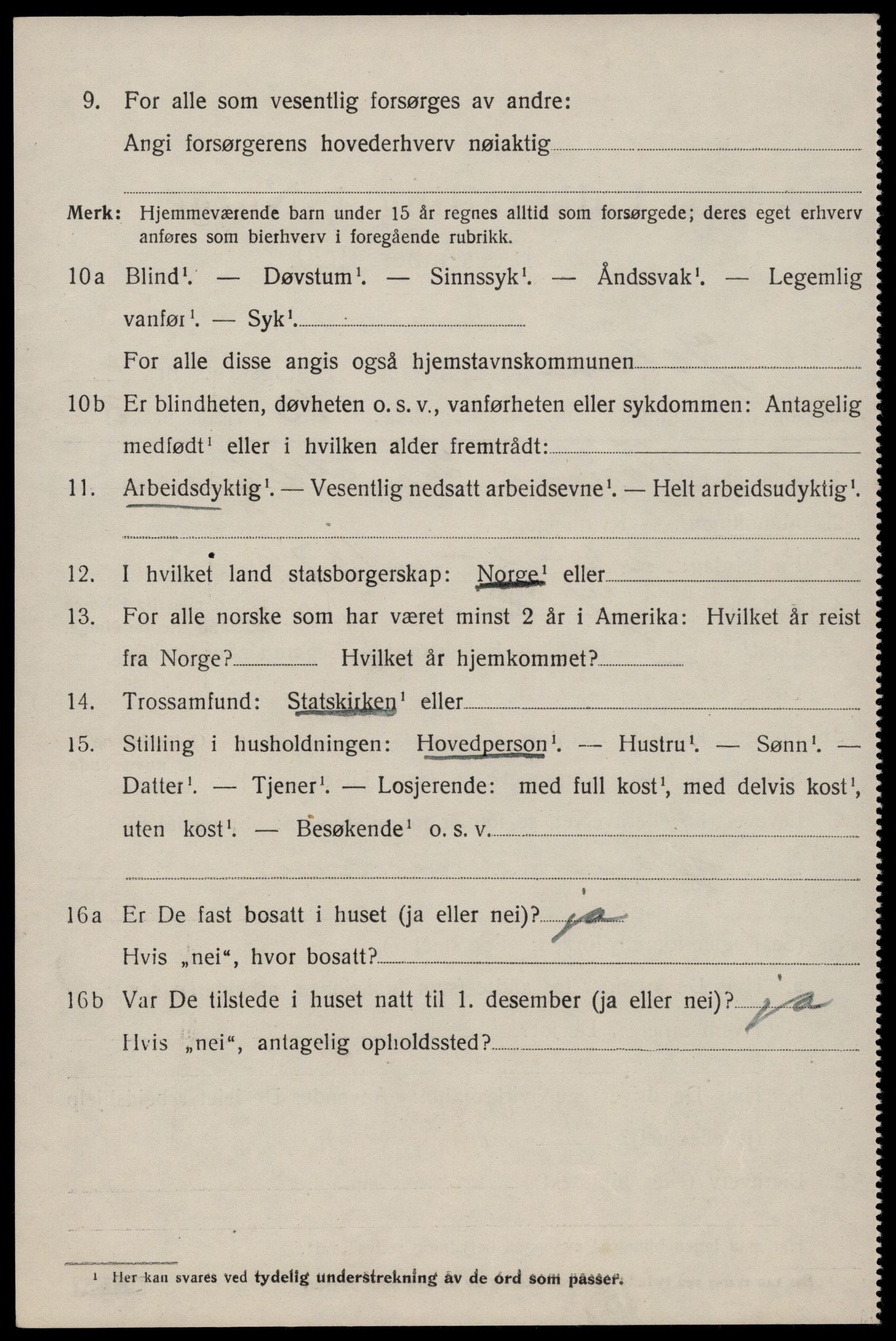 SAST, 1920 census for Jelsa, 1920, p. 1185