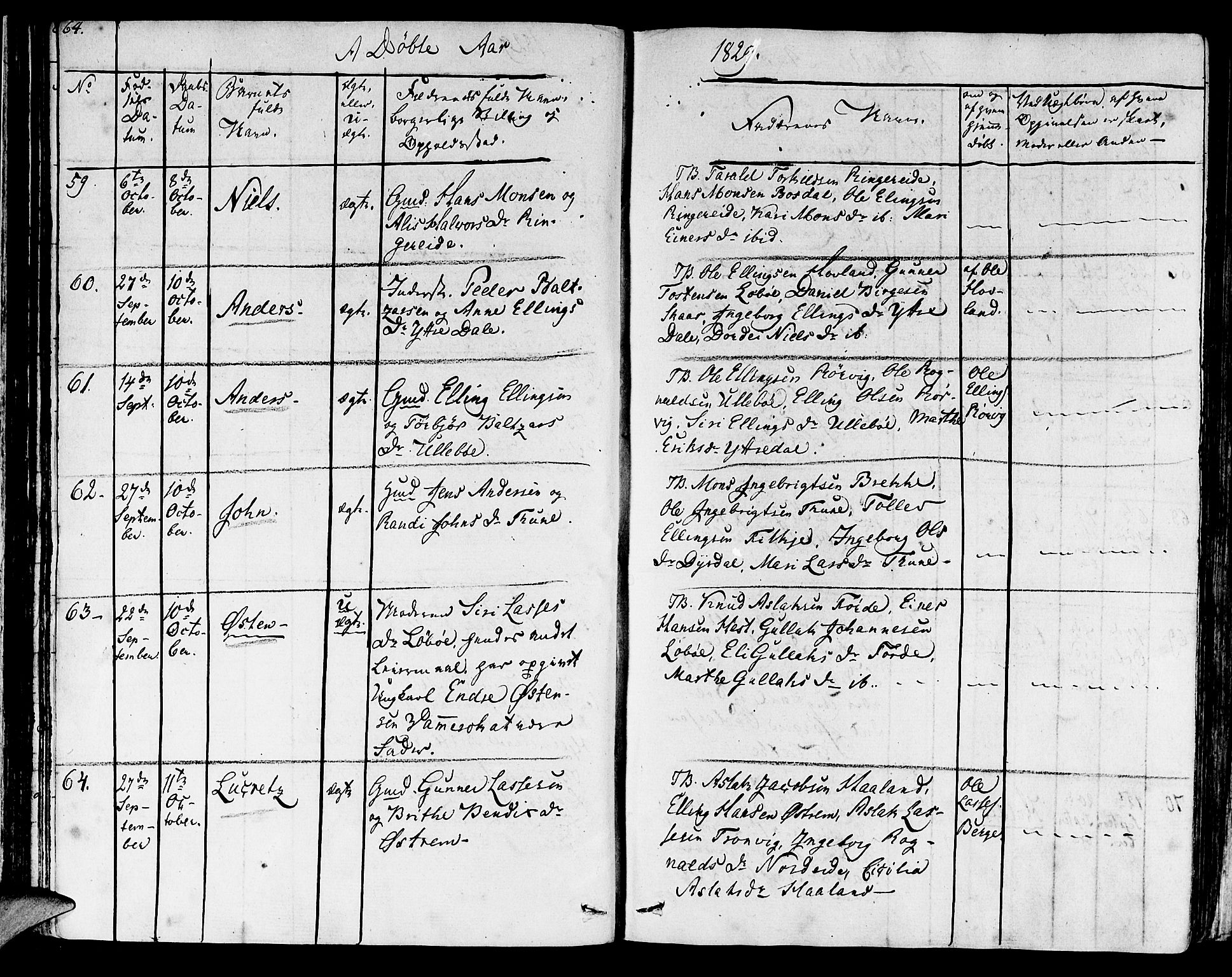 Lavik sokneprestembete, AV/SAB-A-80901: Parish register (official) no. A 2I, 1821-1842, p. 64