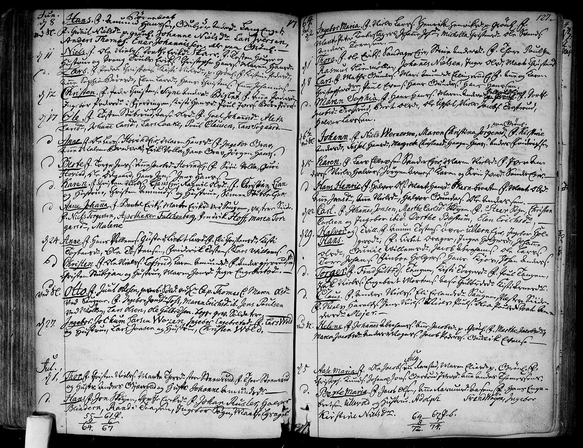 Aker prestekontor kirkebøker, SAO/A-10861/F/L0008: Parish register (official) no. 8, 1749-1765, p. 127
