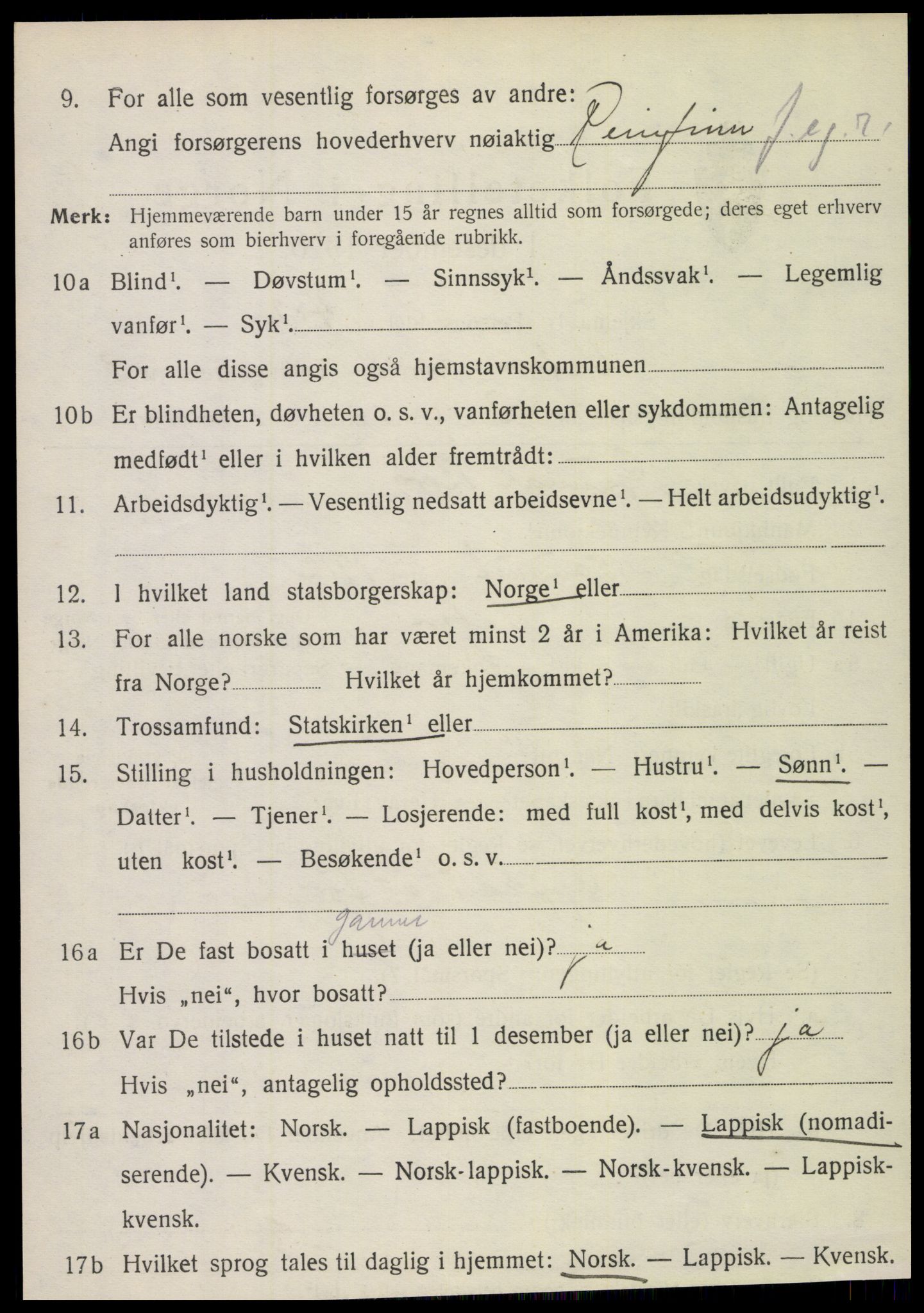 SAT, 1920 census for Vefsn, 1920, p. 2830