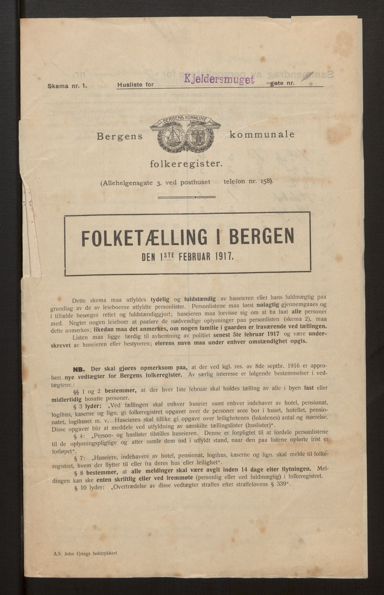 SAB, Municipal Census 1917 for Bergen, 1917, p. 17650
