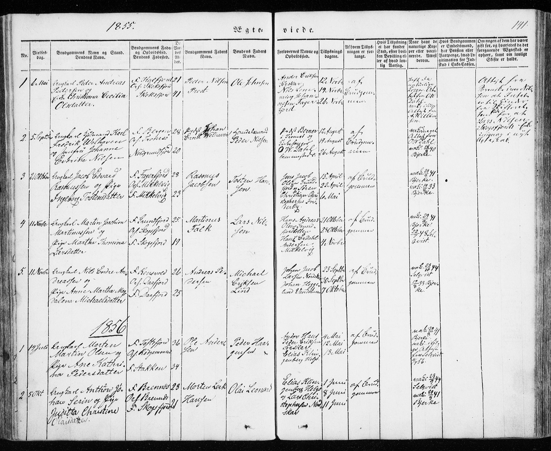 Karlsøy sokneprestembete, AV/SATØ-S-1299/H/Ha/Haa/L0009kirke: Parish register (official) no. 9, 1838-1867, p. 141