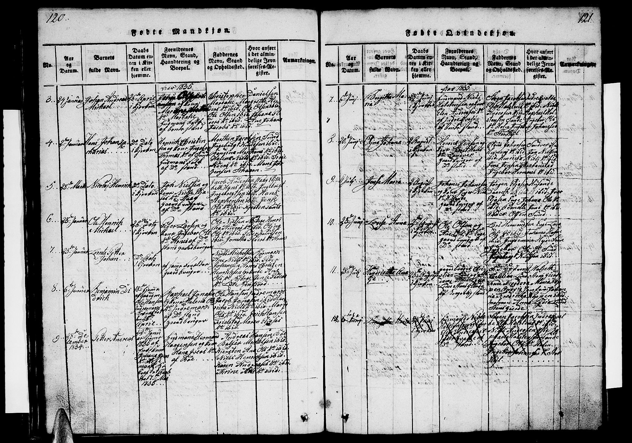 Ministerialprotokoller, klokkerbøker og fødselsregistre - Nordland, AV/SAT-A-1459/812/L0186: Parish register (copy) no. 812C04, 1820-1849, p. 120-121