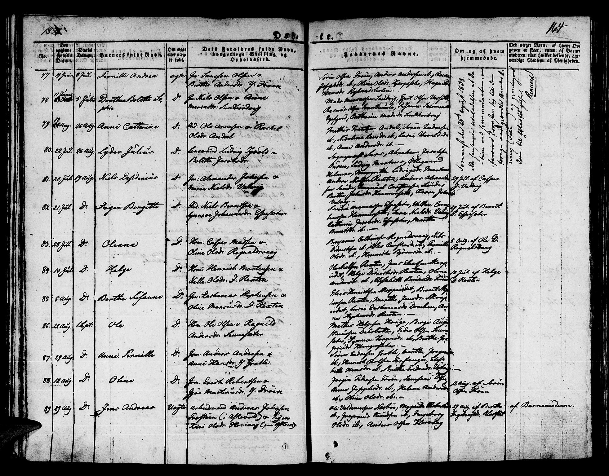 Kinn sokneprestembete, AV/SAB-A-80801/H/Haa/Haaa/L0004/0001: Parish register (official) no. A 4I, 1822-1840, p. 164