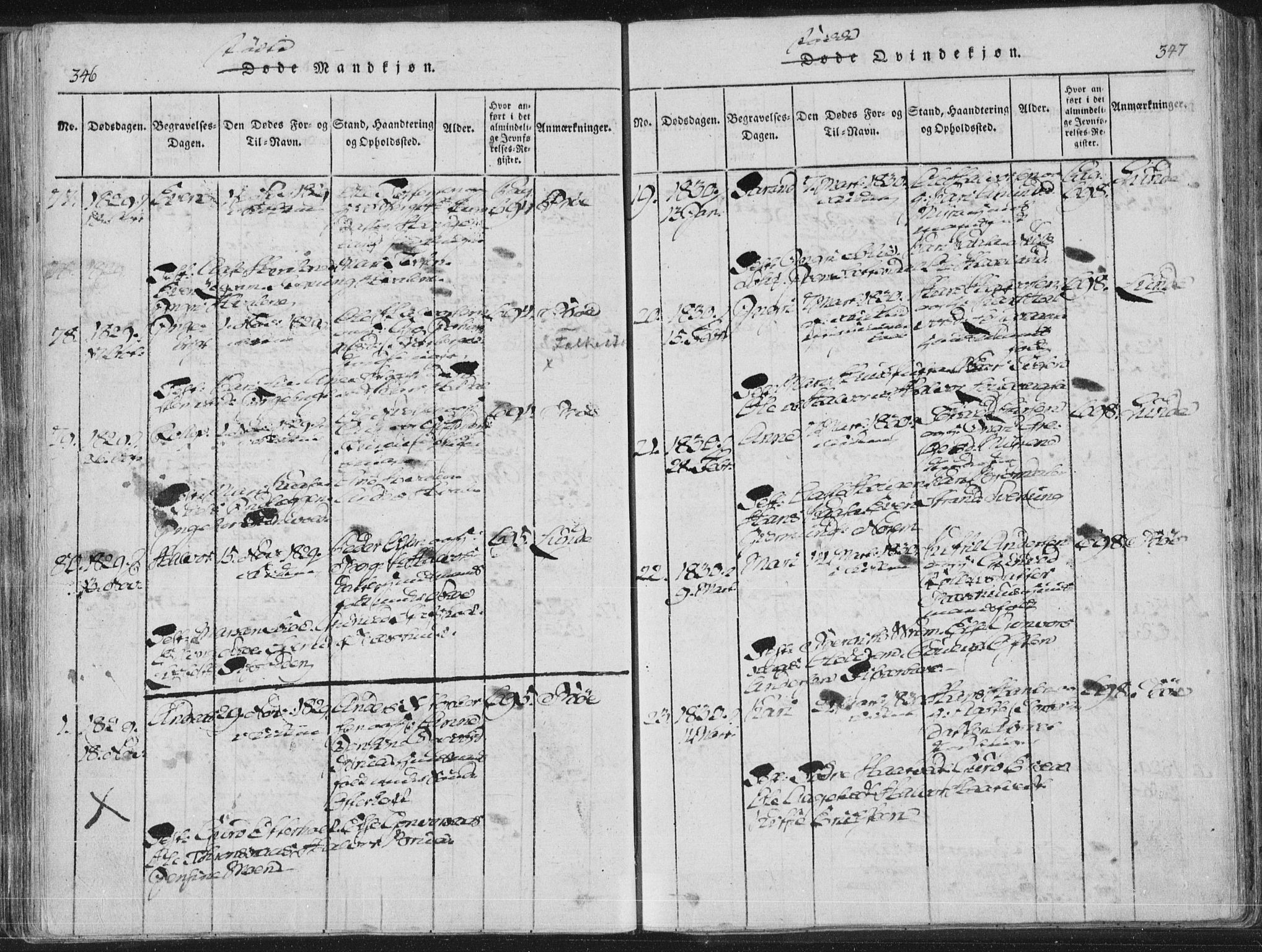 Bø kirkebøker, SAKO/A-257/F/Fa/L0006: Parish register (official) no. 6, 1815-1831, p. 346-347