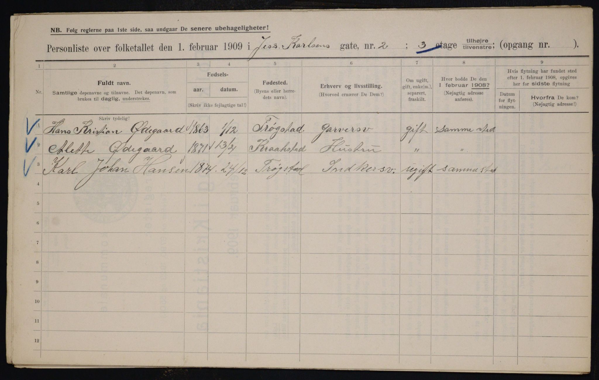 OBA, Municipal Census 1909 for Kristiania, 1909, p. 42899