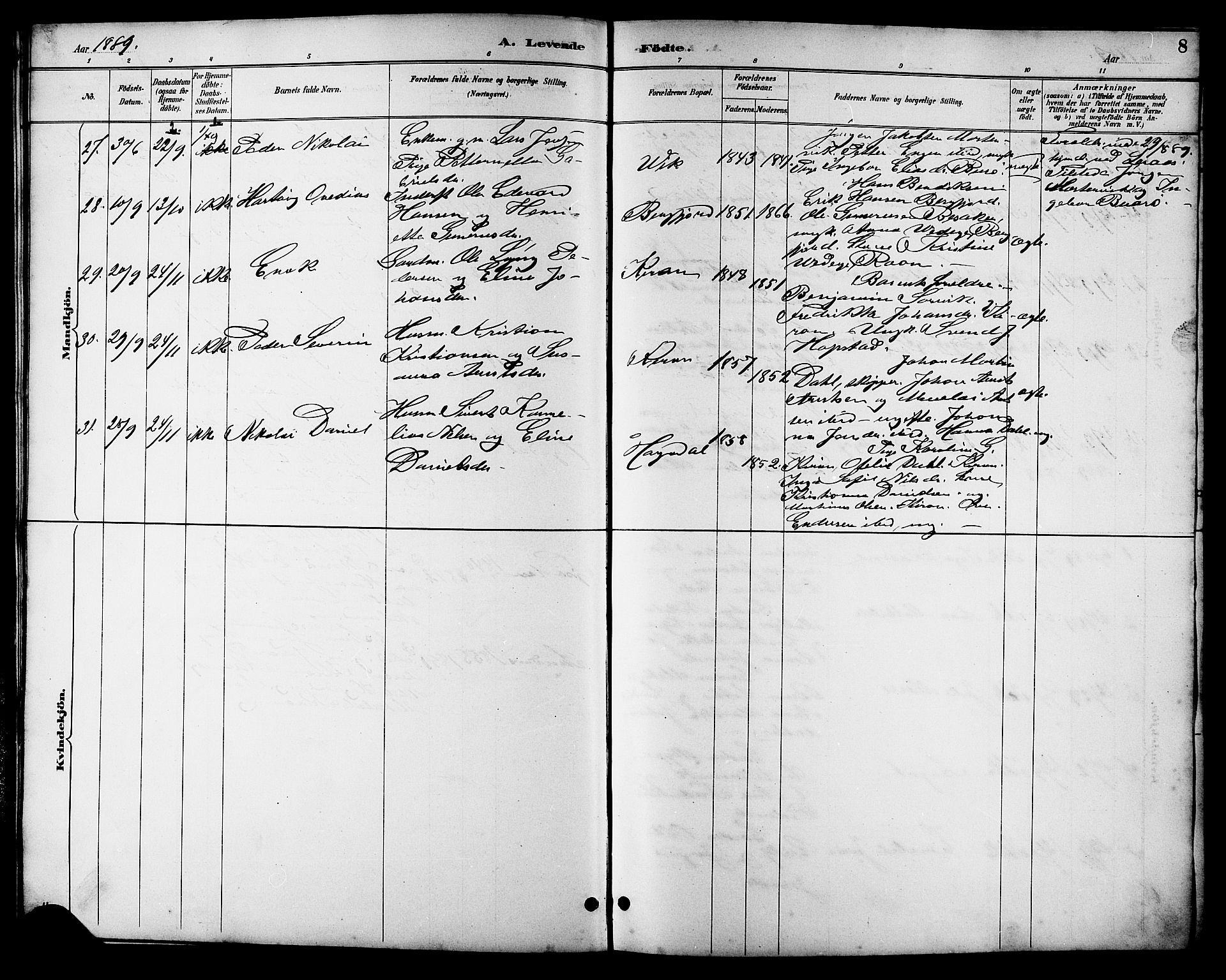 Ministerialprotokoller, klokkerbøker og fødselsregistre - Sør-Trøndelag, AV/SAT-A-1456/657/L0716: Parish register (copy) no. 657C03, 1889-1904, p. 8