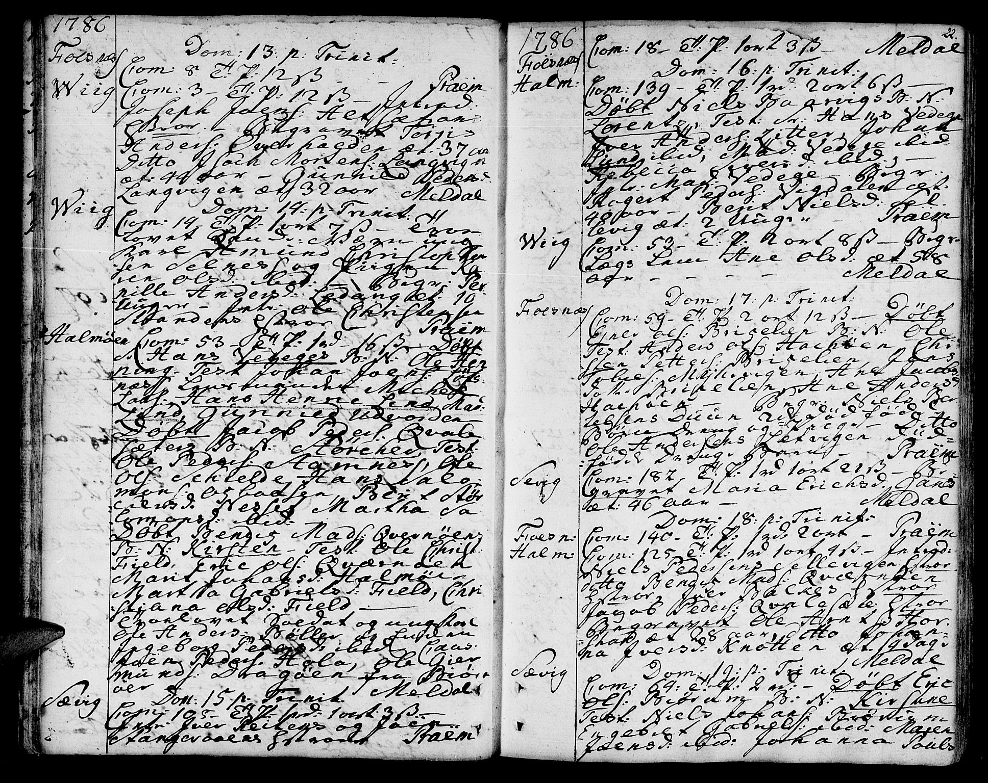 Ministerialprotokoller, klokkerbøker og fødselsregistre - Nord-Trøndelag, SAT/A-1458/773/L0608: Parish register (official) no. 773A02, 1784-1816, p. 22