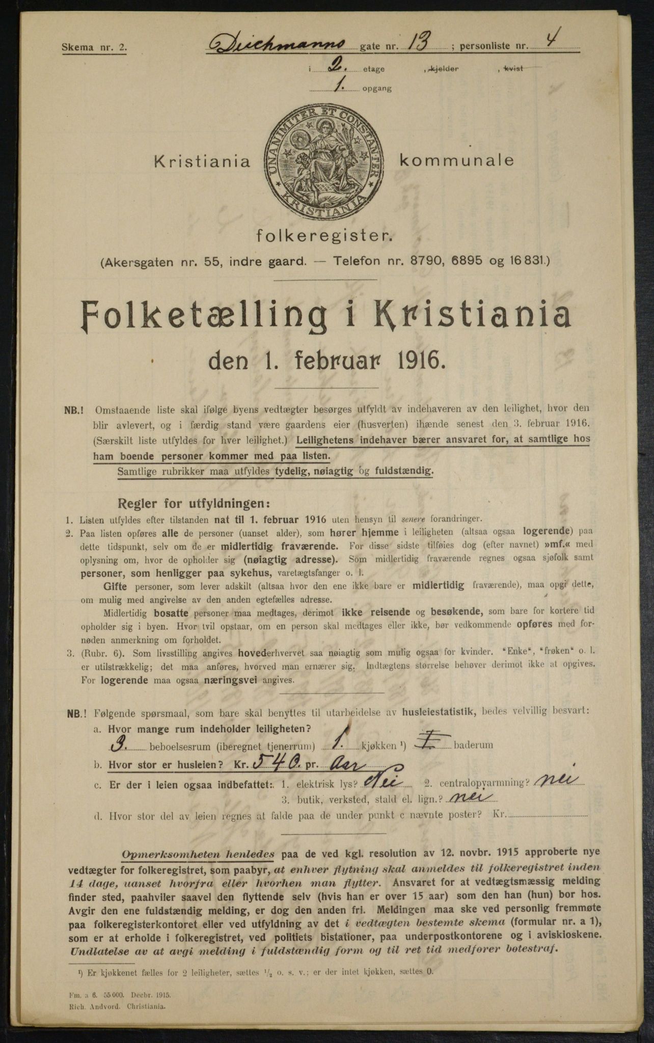 OBA, Municipal Census 1916 for Kristiania, 1916, p. 15711